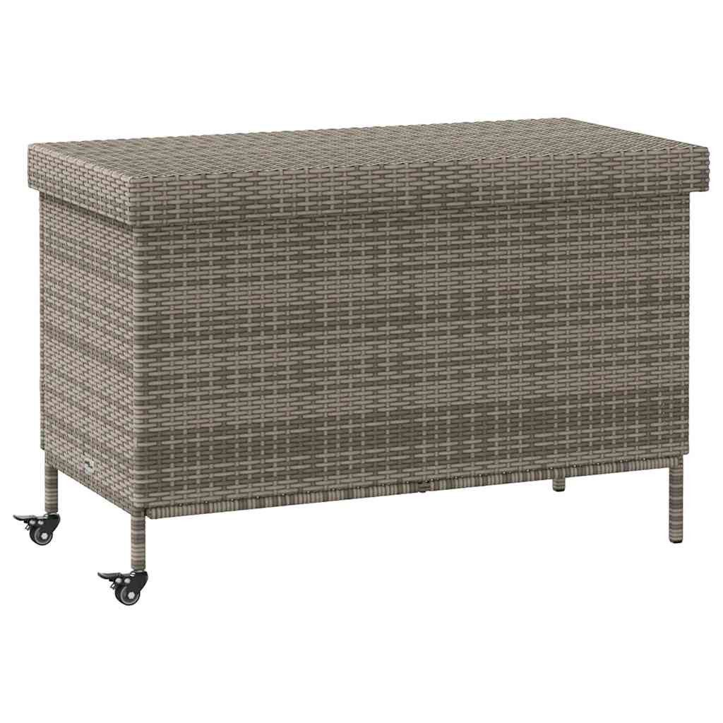 vidaXL Gartenbox Gartentruhe mit Rollen Grau 110x55x73 cm Poly Rattan