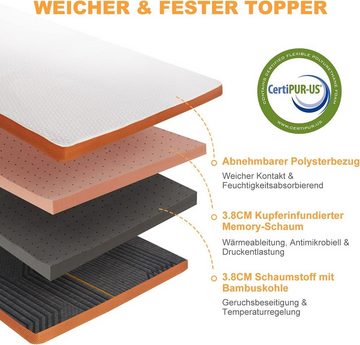Topper Memory Foam Topper 140x200cmx7,6 cm2-in-1 Liegehärten Matratzenauflage, UE Stock
