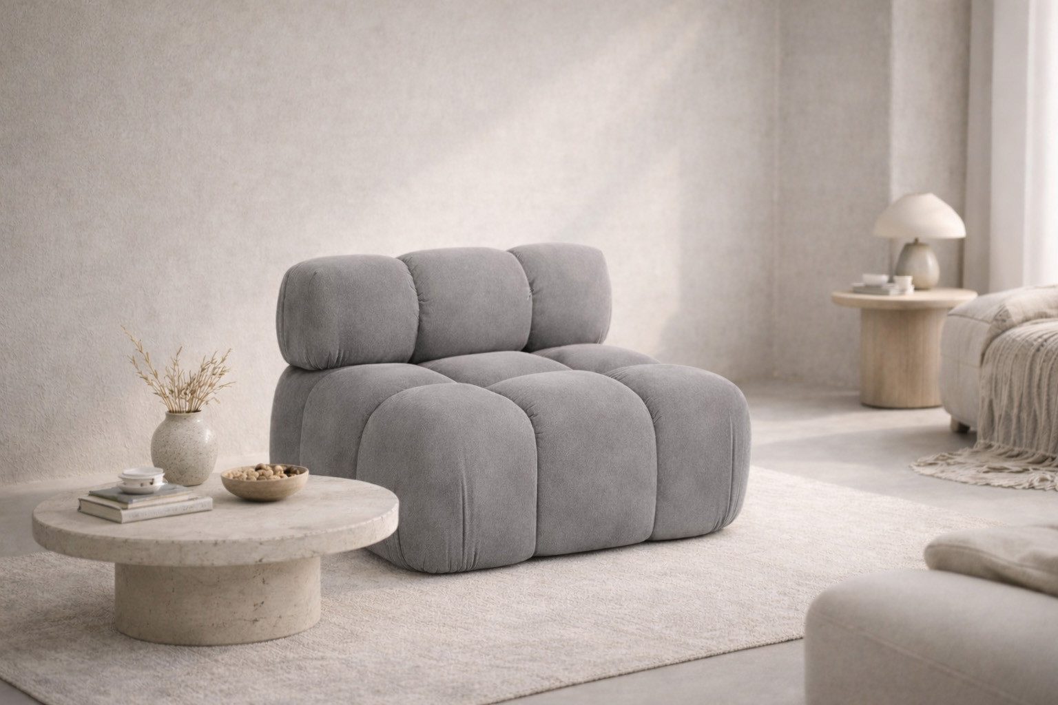 Kaiser Möbel Sofa-Mittelelement modulares System, Veloursstoff Salvador,SELIA (Einzelelement), Veloursstoff Salvador hochelastischer HR-Schaum Wellenfederung