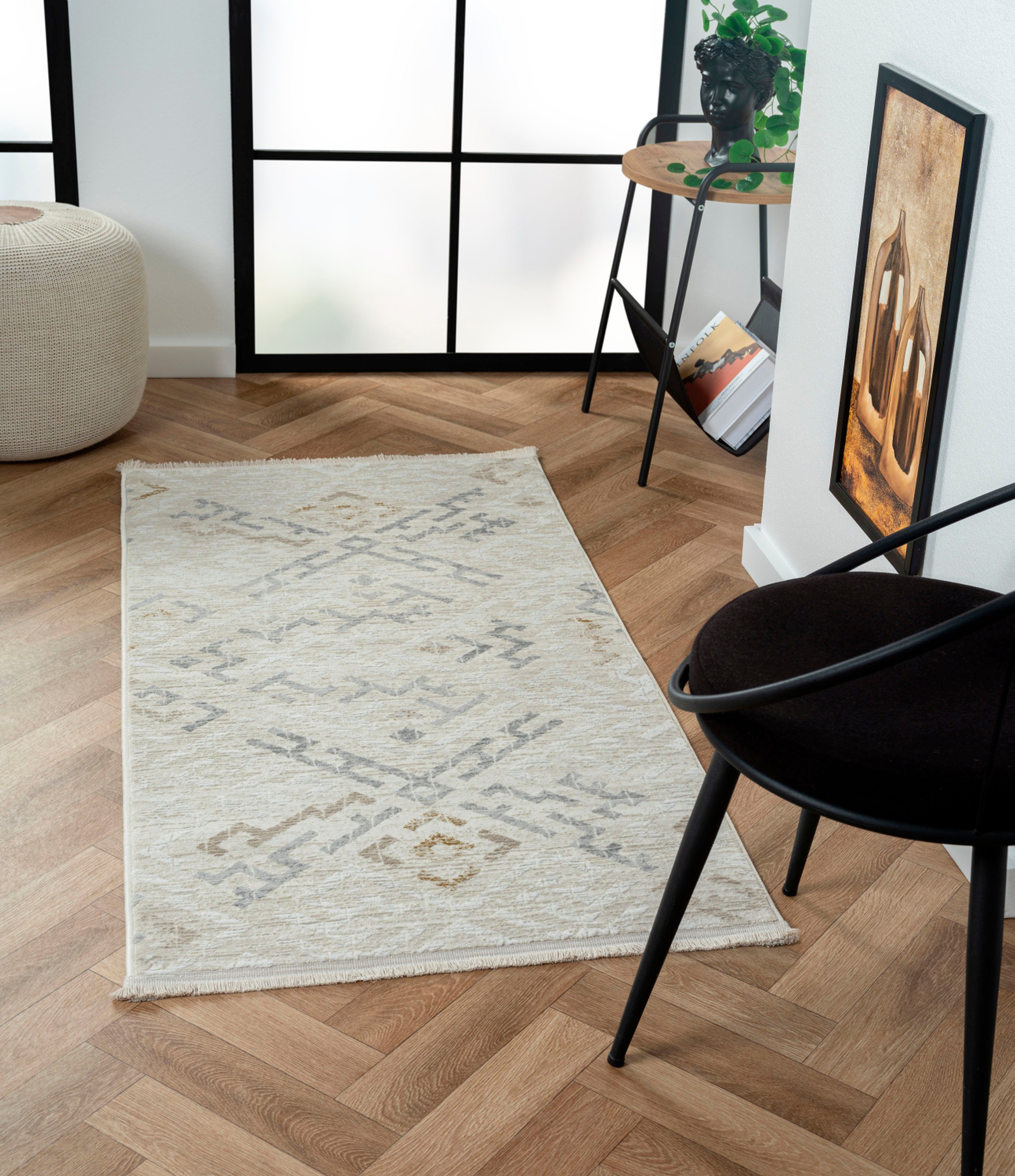 Myflair Möbel & Accessoires Teppich My Type, rechteckig, Höhe: 10 mm, Kurzflor, Ethno-Style, besonders weich durch Microfaser, mit Fransen