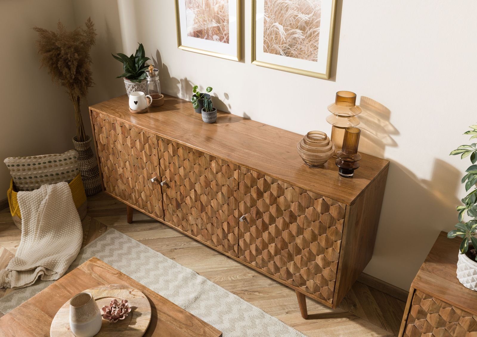 Massivmoebel24 Sideboard (Massivholz), Sideboard Akazie 160x42x75 Akazie na günstig online kaufen