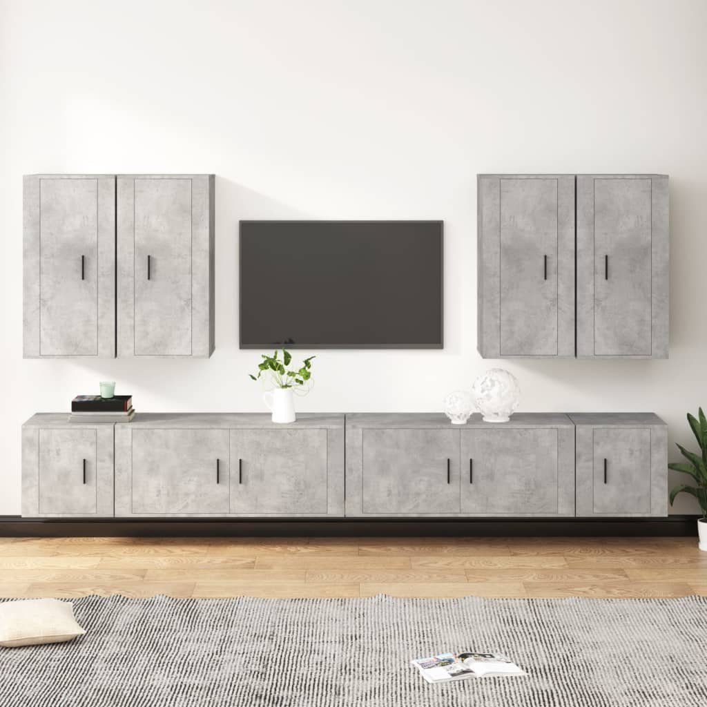 furnicato TV-Schrank 8-tlg. TV-Schrank-Set Betongrau Holzwerkstoff