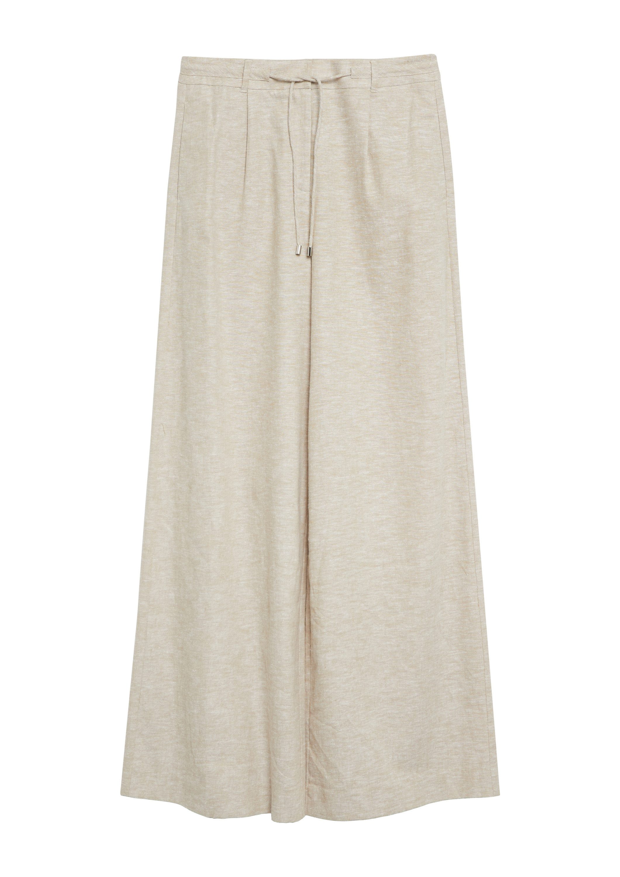 comma Chinos Hose Melierte Wide-Leg-Hose aus Leinenmix mit Gürtel-Detail günstig online kaufen