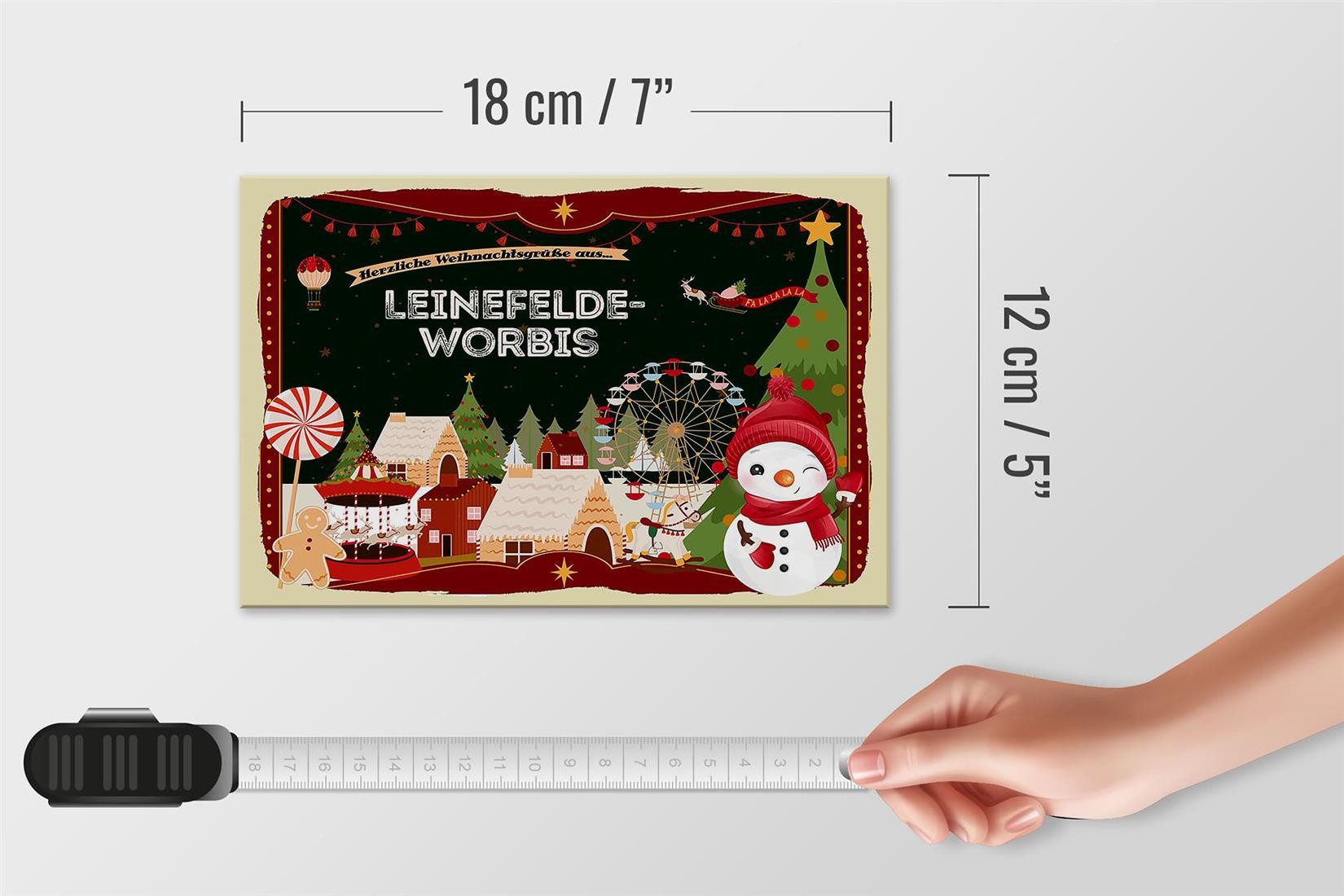 Femer GmbH Holzbild Weihnachten Grüße LEINEFELDE-WORBIS 18x12 cm, Feste und Feiertage (1 St), Glatte Holzfaserplatte (MDF), vorn beschichtet