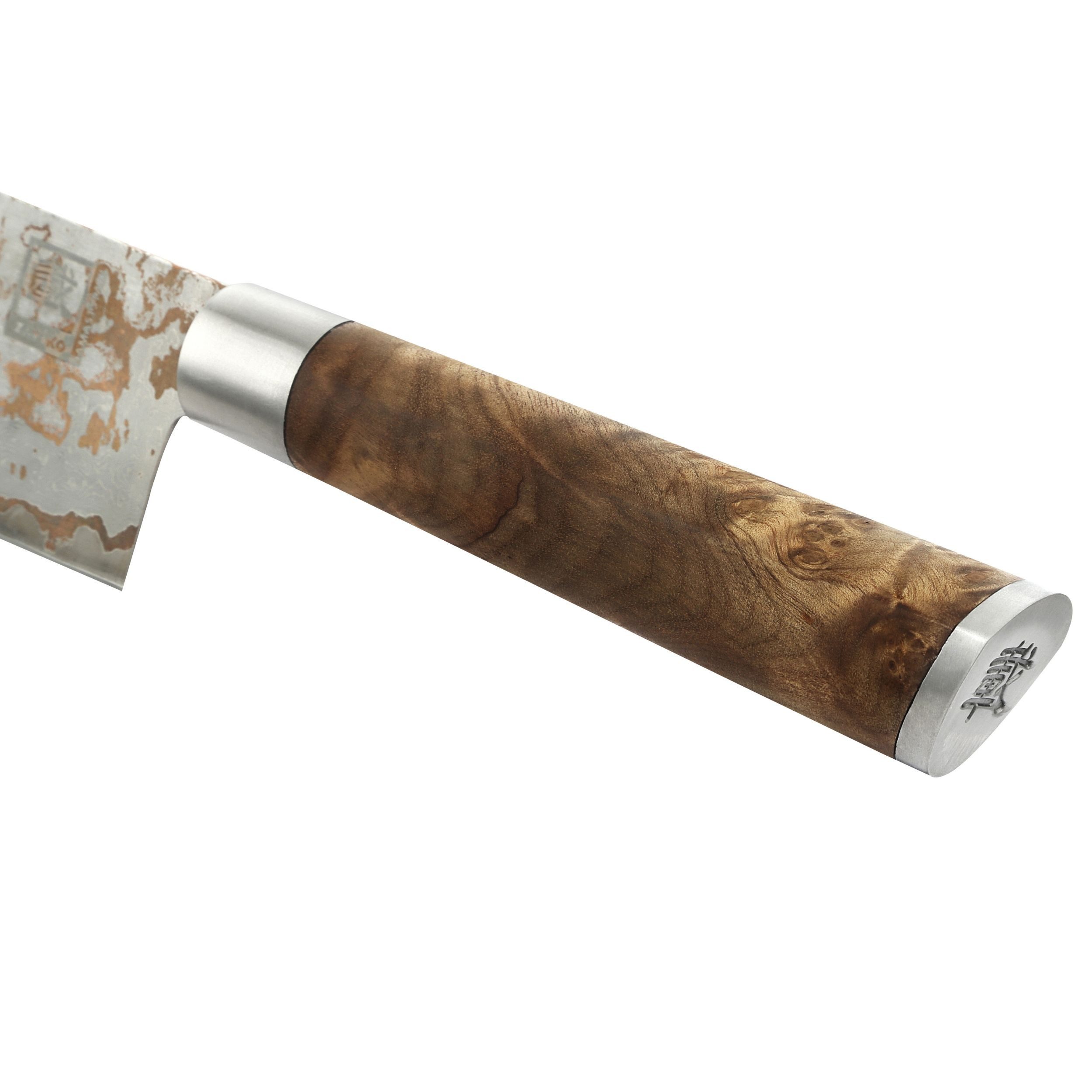 ZAYIKO Asiamesser MysticMagma Nakiri Küchenmesser 17cm Kupfer-Bronze-Damastklinge, Damaststahl, Kupfer-Bronze-Einlage