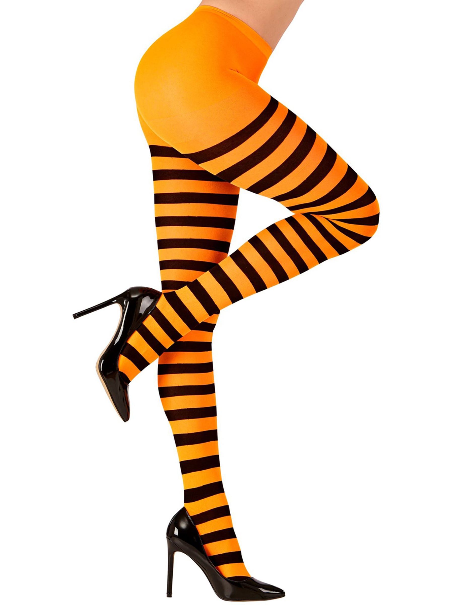 Widmann S.r.l. Kostüm Halloween Ringelstrumpfhose orange-schwarz