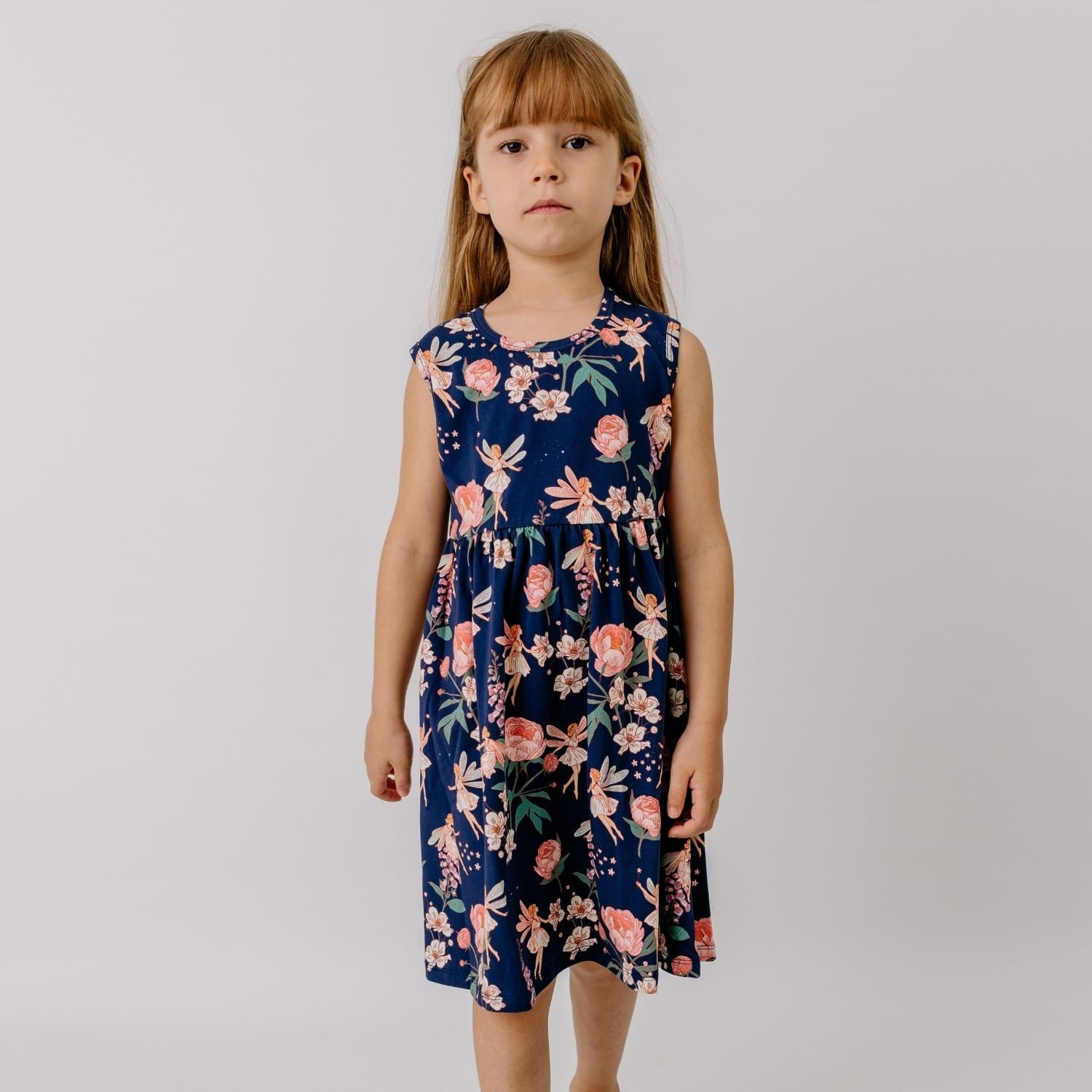 Walkiddy Jerseykleid Walkiddy Feen & Blumen Kinder Bio Baumwolle GOTS Dunkelblau - Bio Baumwolle,GOTS, Kinderbekleidung,nachhaltige Klamotten,Shorts