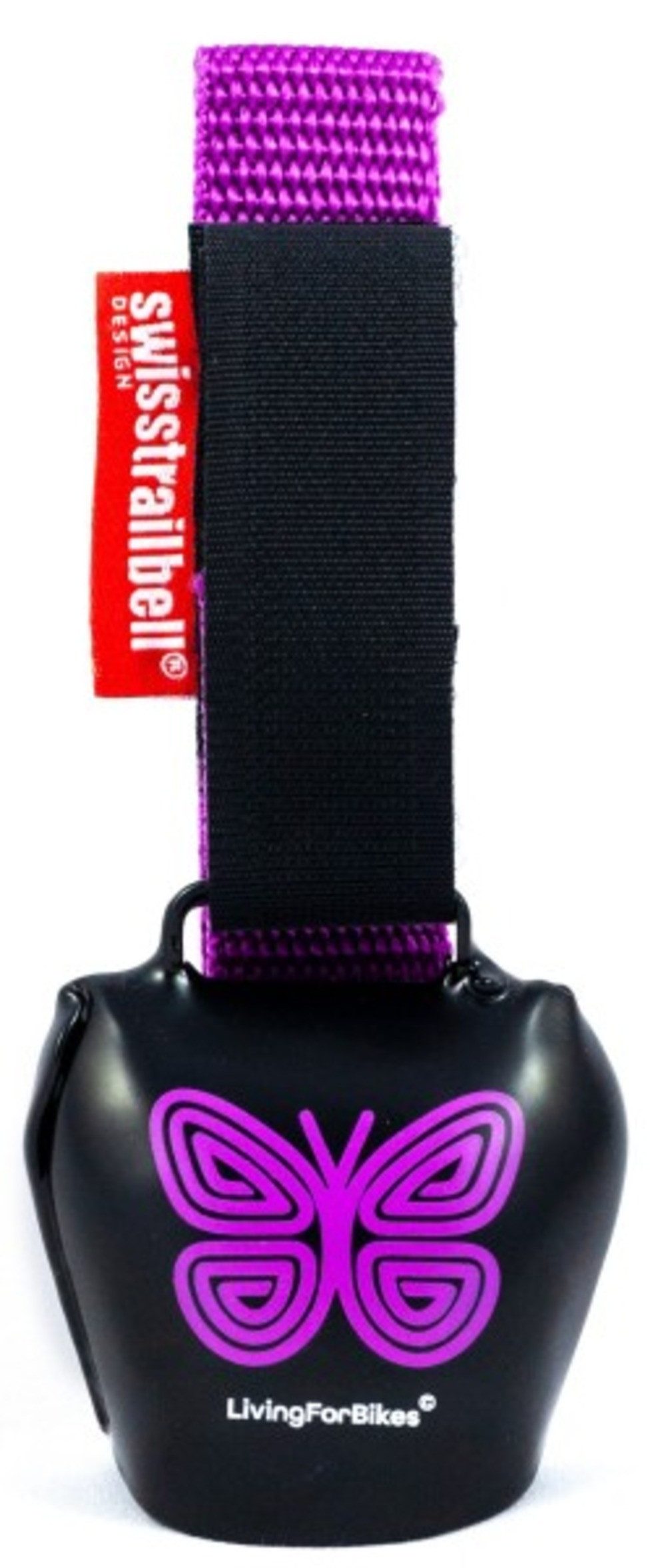 swisstrailbell Fahrradklingel "Mexico Edition" Deep Black: Lila Mariposa, lila Band