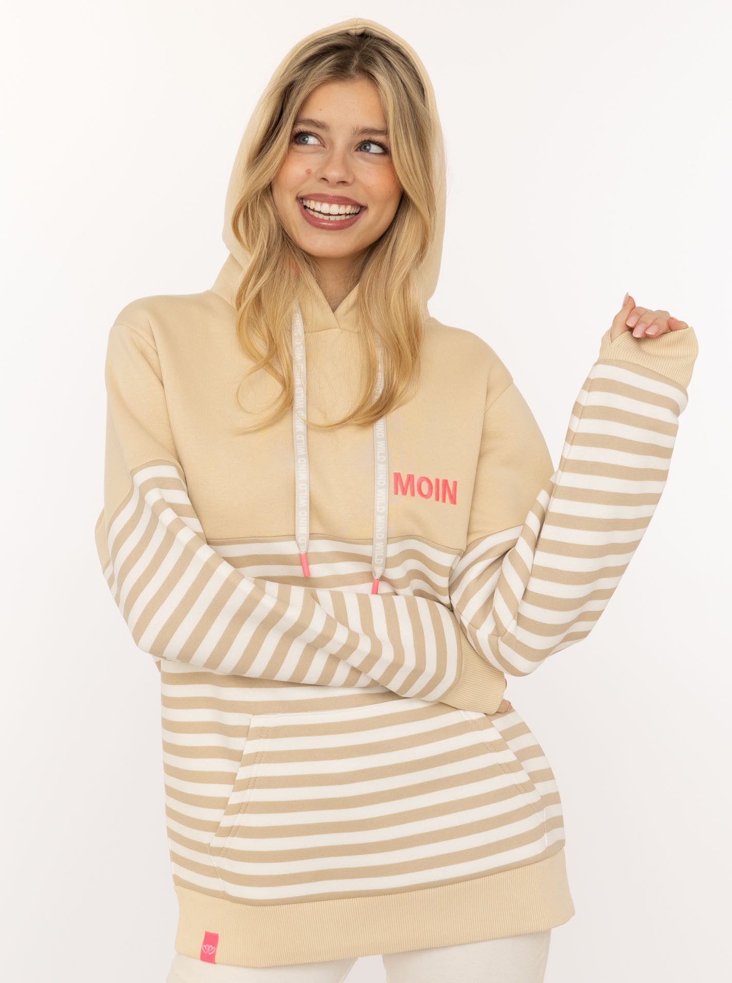 Zwillingsherz Hoodie "Moin Streifen" Stickerei, Kapuze mit bedruckter Korde günstig online kaufen