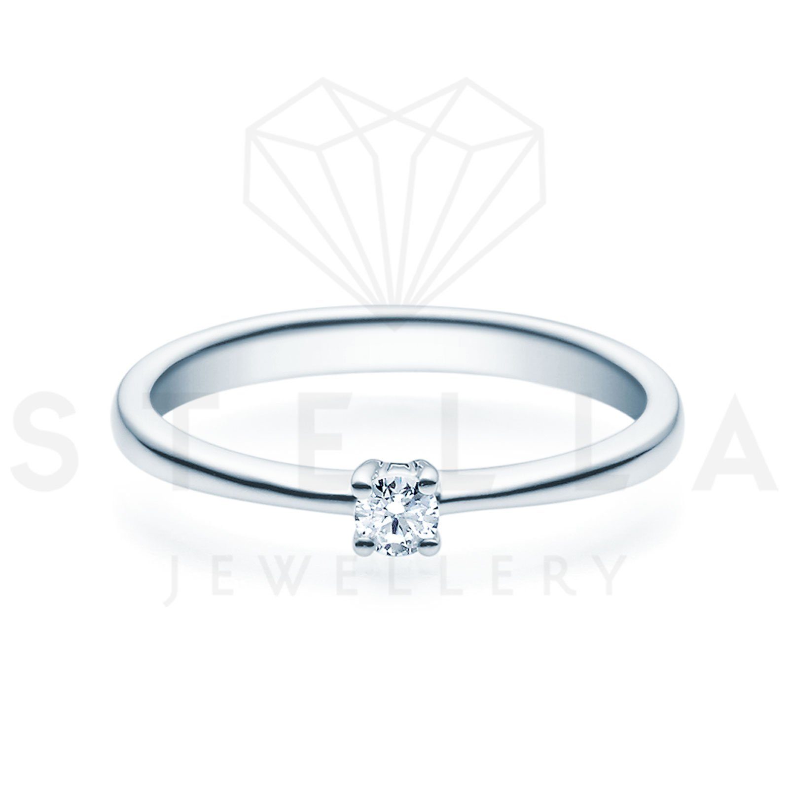 Stella-Jewellery Verlobungsring mit 0,15ct. 54 (inkl. Poliert Etui), Gr. Diamant Verlobungsring - Weißgold Brillant 585er