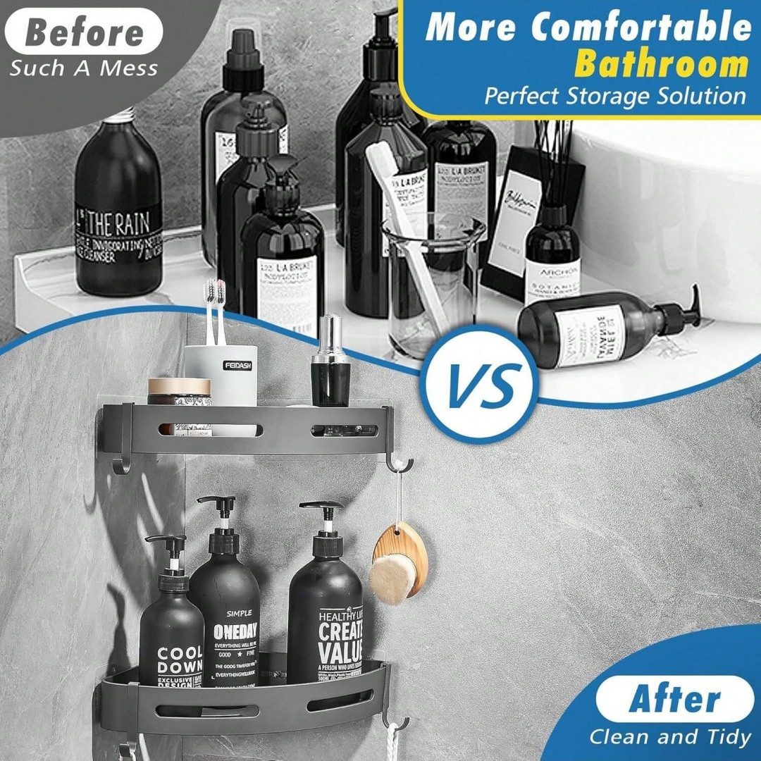 Heyork Duschablage Duschregal Ohne Bohren mit 4 Haken Badezimmer Regal für günstig online kaufen