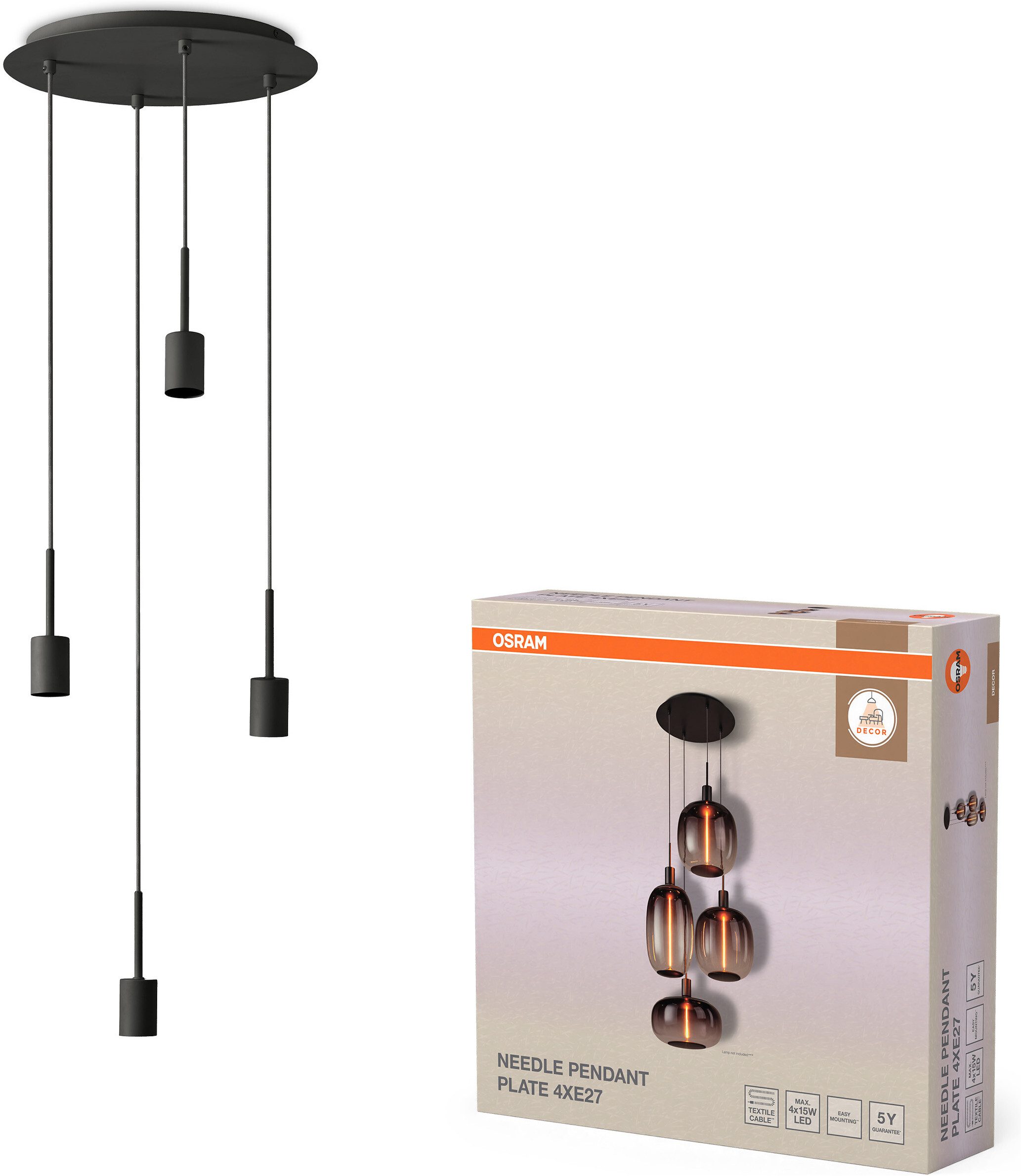 Osram Pendelleuchte Decor Needle Pendant, ohne Leuchtmittel, Fassung E27, Stahl