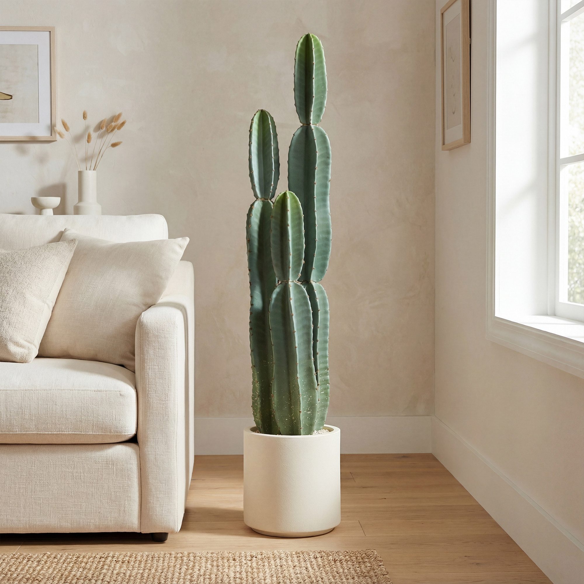 Kunstpflanze Pflanzen groß, künstliche Pflanzen, wie echt, Deko für Wohnzimmer Kaktus, HOMCOM, Höhe 111 cm, im dekorativen Kunststofftopf, pflegeleicht