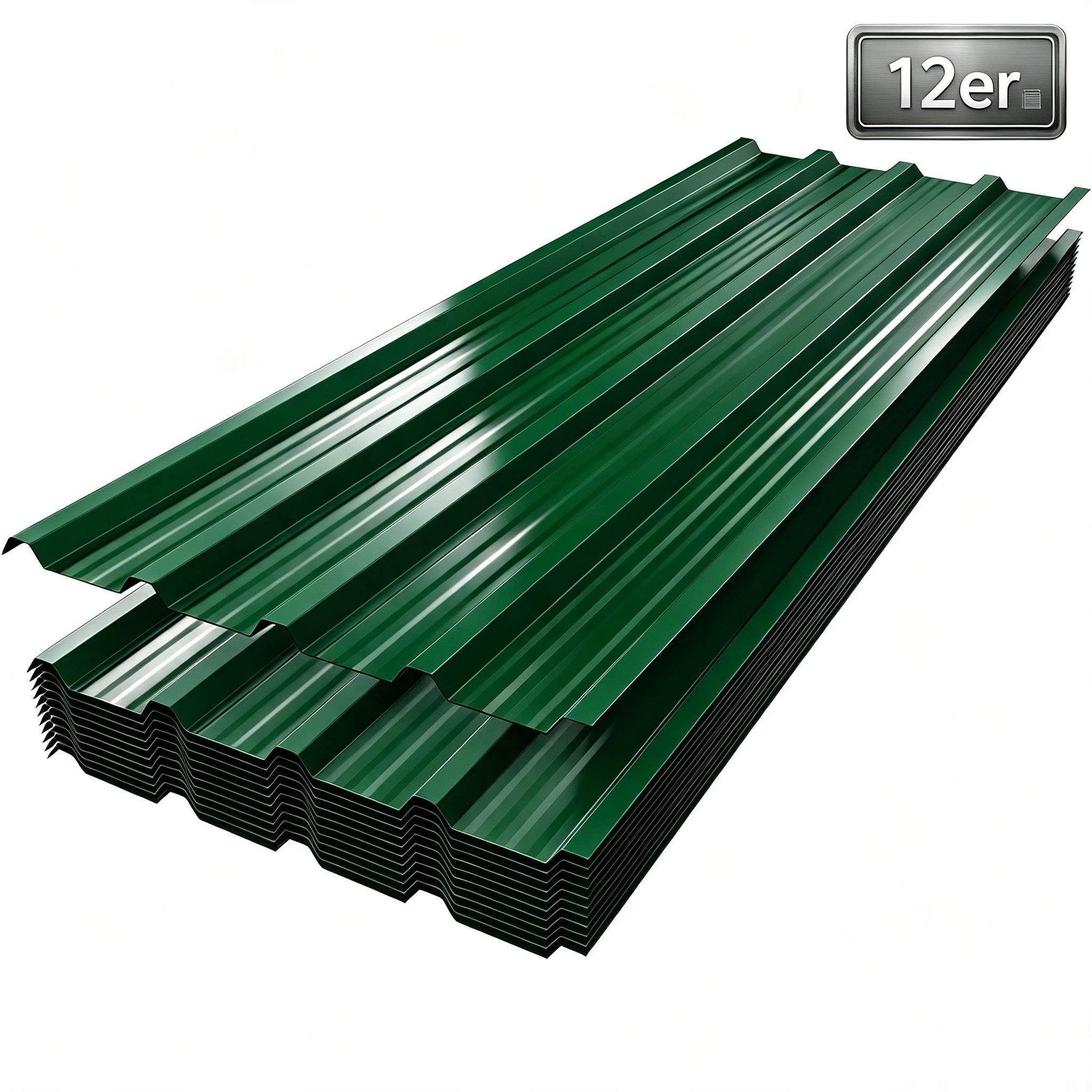 FIVMEN Wellplatte Trapezblech Wellplatten Deckenplatten 12 x Dachpaneele Metallblech, (12-St), für Dachkonstruktionen, Garagen, Gewächshäuser, Zwinger