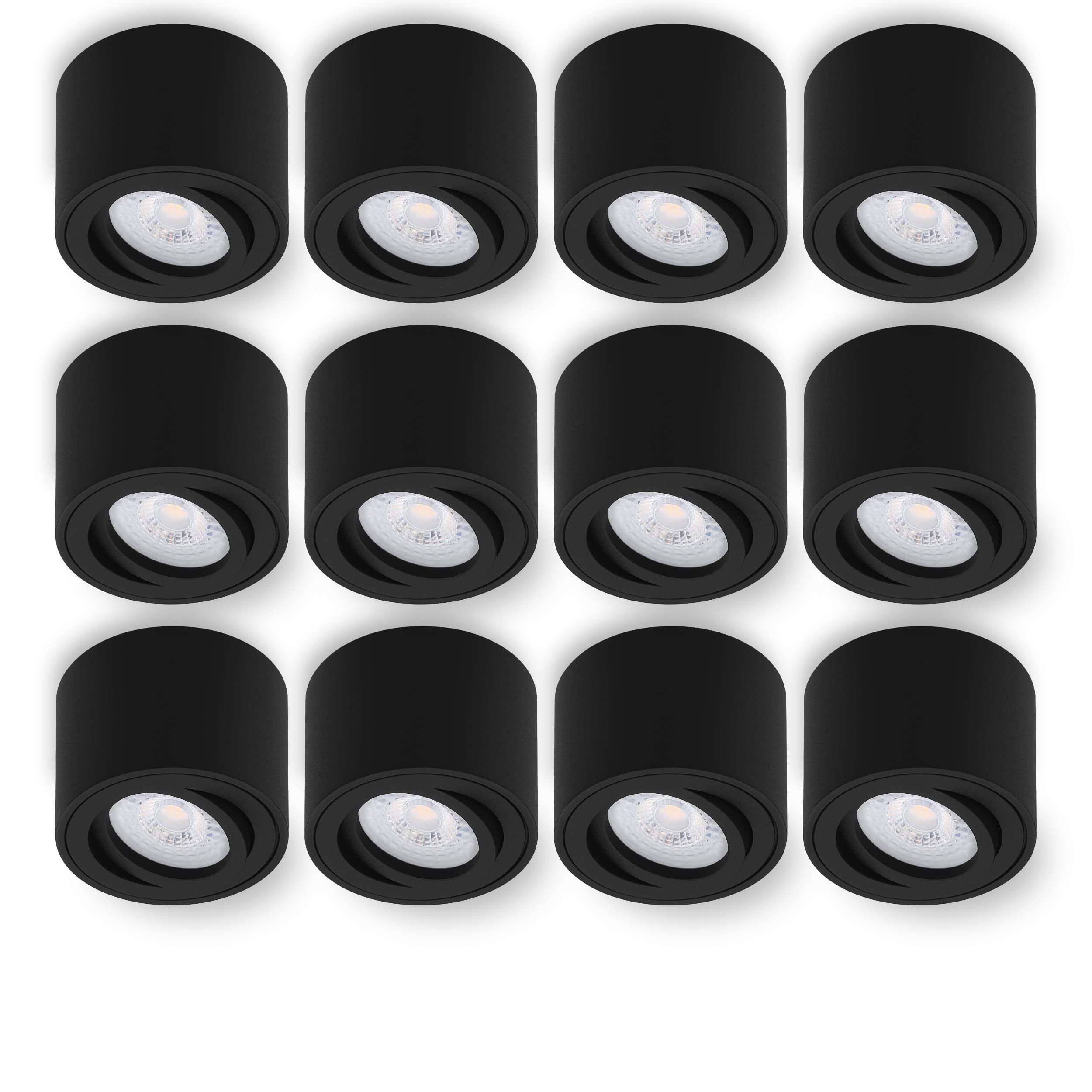 Oktaplex lighting LED Deckenstrahler Lile Aluminium Aufbaustrahler schwarz, inklusive Leuchtmittel, warmweiß, 3000K 345lm 1,9W Aufbauspot 230V