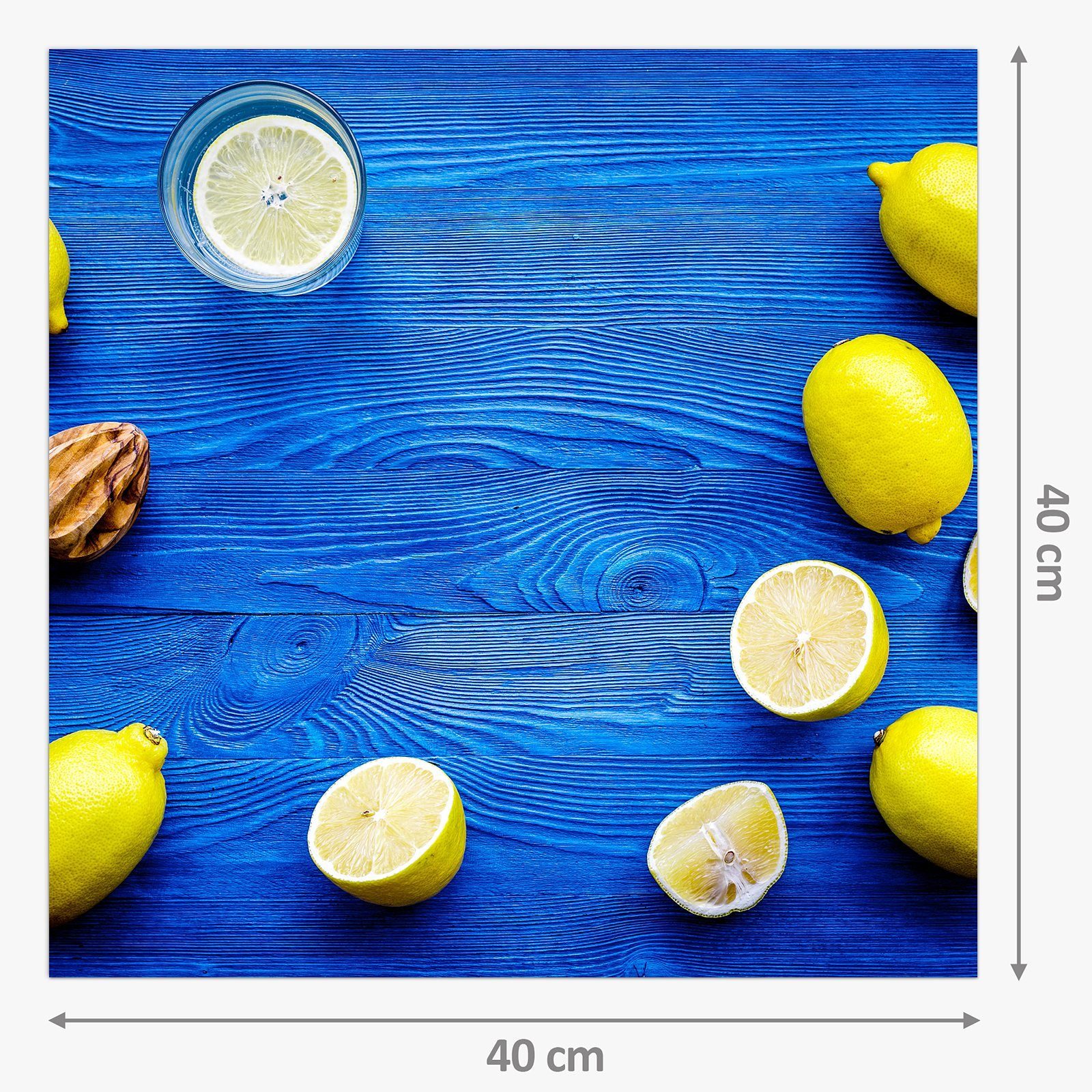Zitronen auf Holztisch Küchenrückwand Primedeco Motiv Spritzschutz Glas mit Küchenrückwand