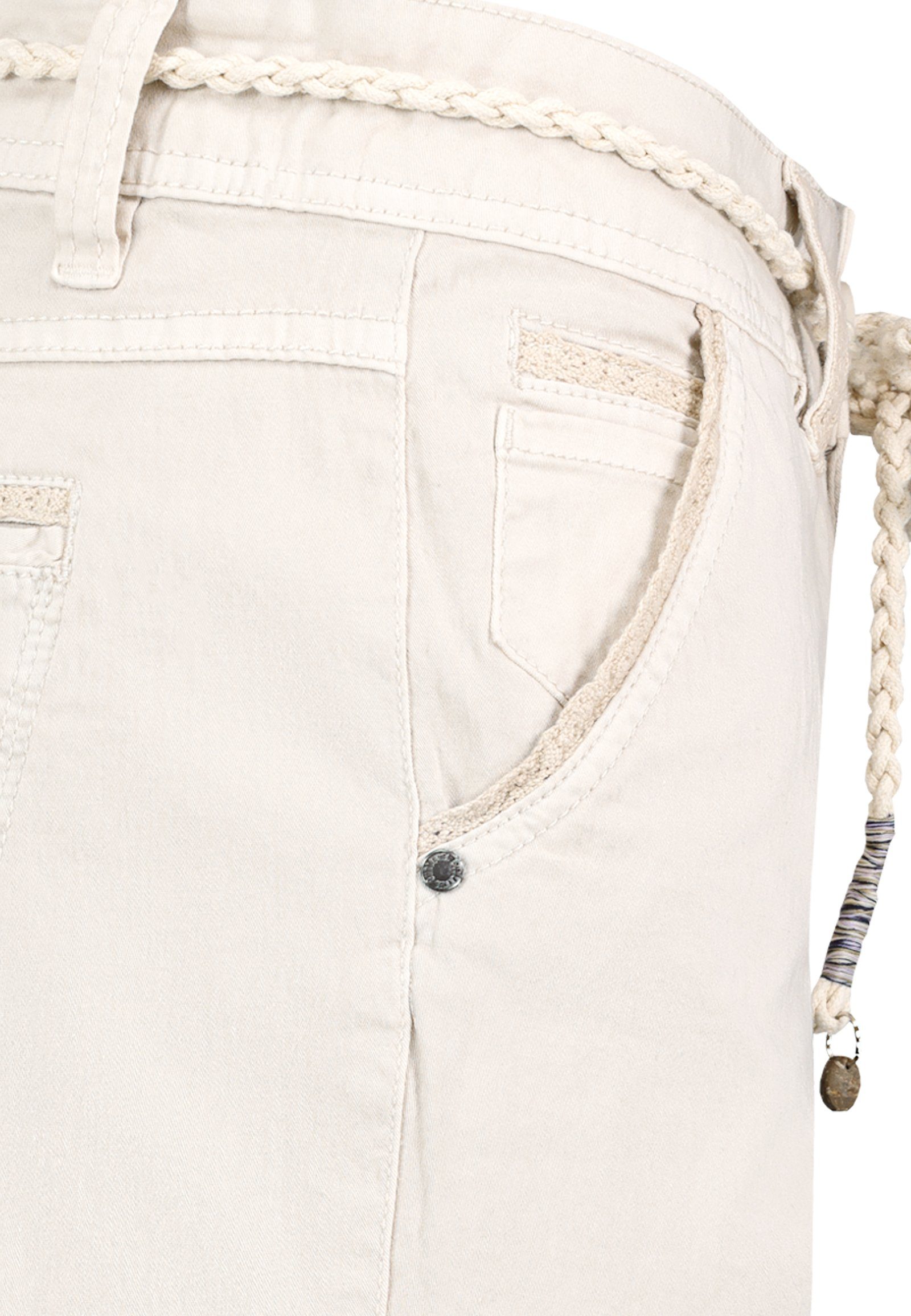 SUBLEVEL Bermudas Damen Short Bermuda kurze Hose Sommer Chino Stoff knielang mit Gürtel