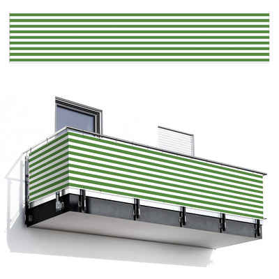 MuchoWow Balkonsichtschutz Muster - Streifen - Grün- Hell (1-St) Sichtschutz, Balkonbanner, Windschutz, 500x100 cm