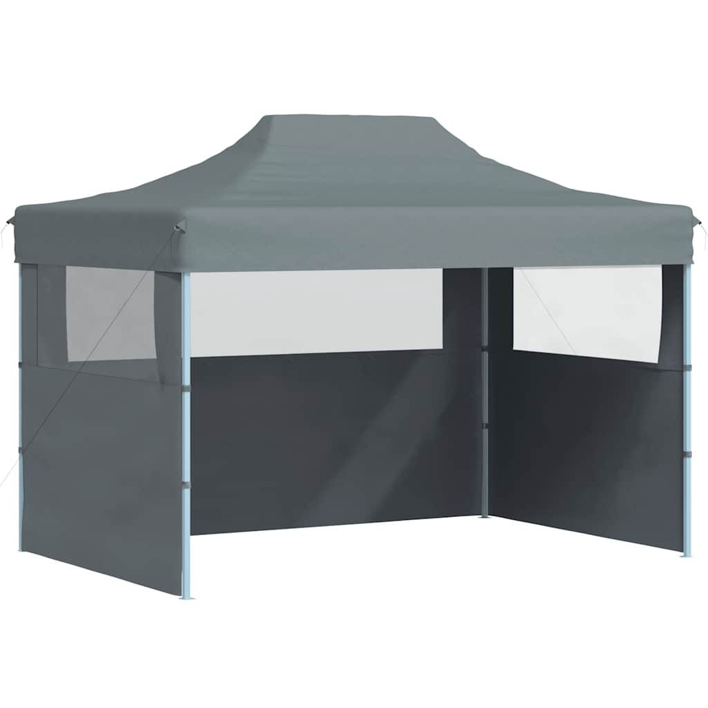 furnicato Partyzelt Faltbares Anthrazit 280x410x315 cm mit UV- und Wasserbestän, Klappbares Gartenzelt mit 3 Seitenwänden und rostgeschütztem Stahl