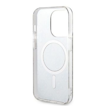 Guess Handyhülle GUESS Schutzhülle für Apple iPhone 14 Pro Max Hard Case 4G Print MagSafe Cover Etui Braun