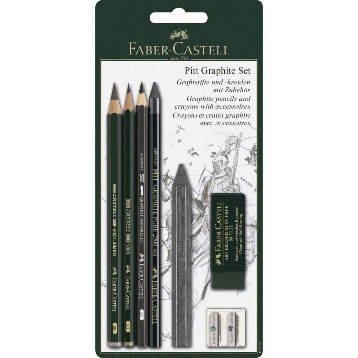 Faber-Castell Maltuch Reisskohlestift Pitt Graphite Set Blisterkarte