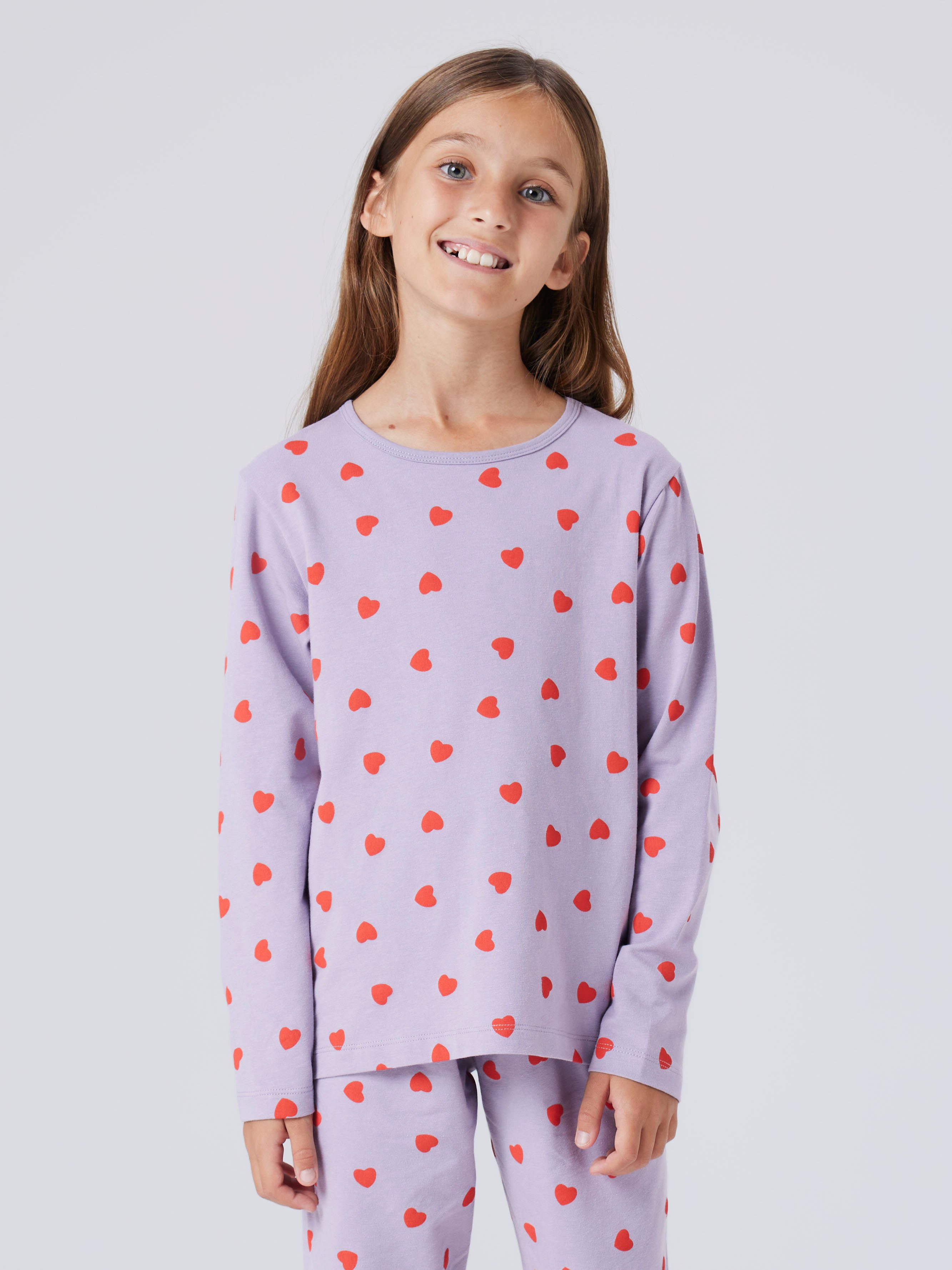 Name It Schlafanzug NKFNIGHTSET LAVENDER HEARTS NOOS (Set, 2 tlg) im tollen Herzen-Alloverdruck