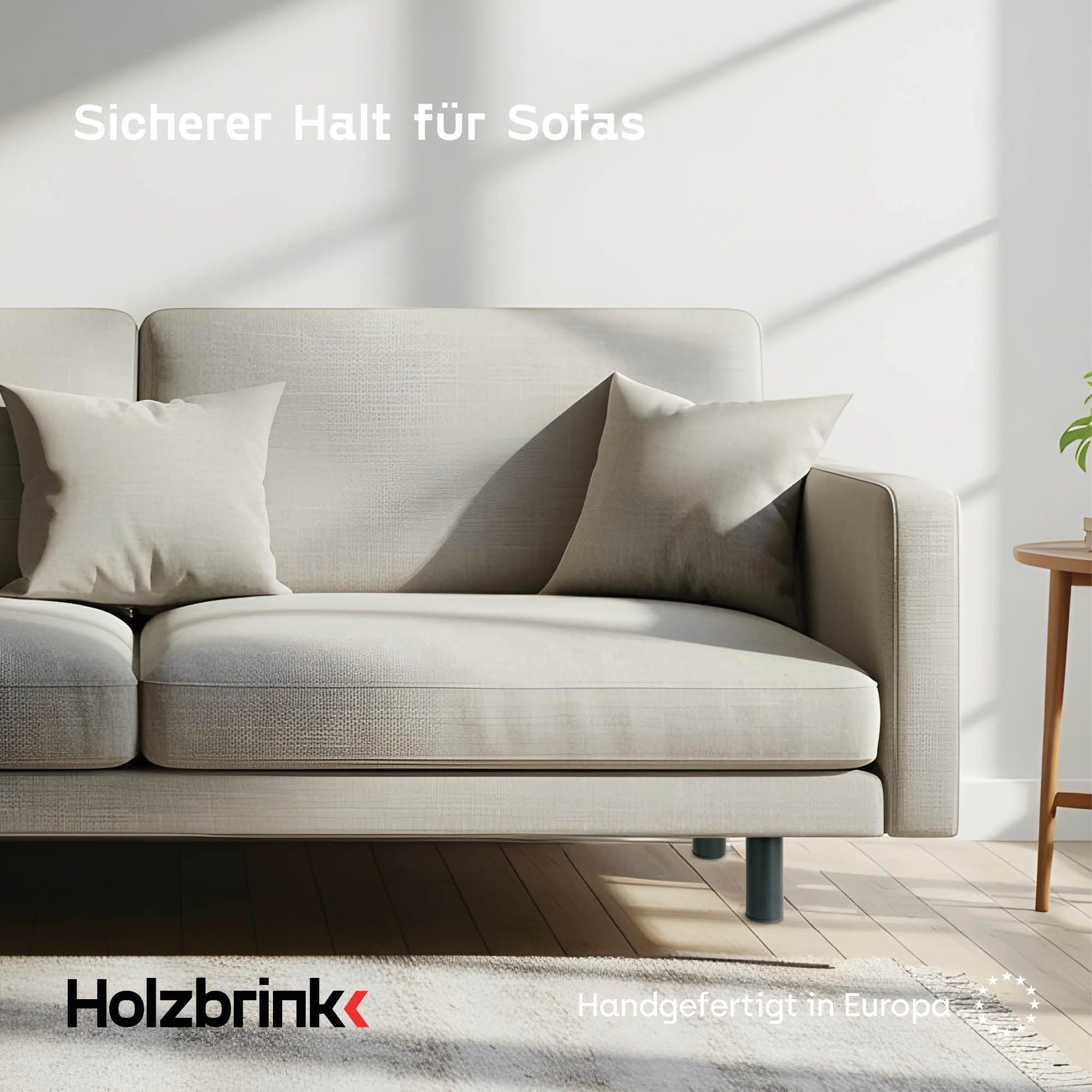HOLZBRINK Tischbein Möbelfüße 6 cm Metall Blaugrau 4 Stk. Ø42,4 mm, Möbelbeine für Sofa, Regal, Küchenmöbel, stabile Möbelfüße