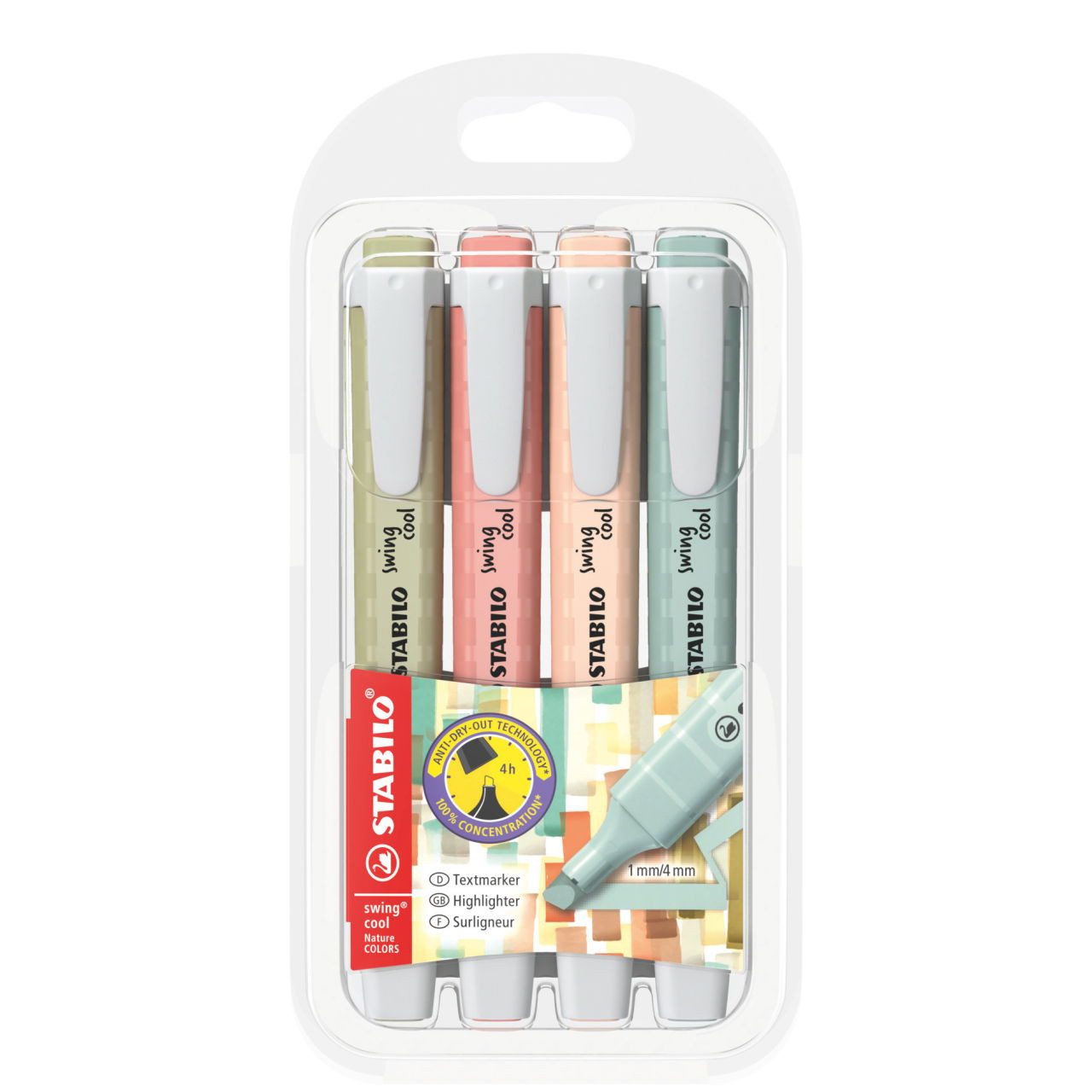 STABILO Marker STABILO 275/4-09 STABILO Textmarker swing cool NatureCOLORS, 4er Etui