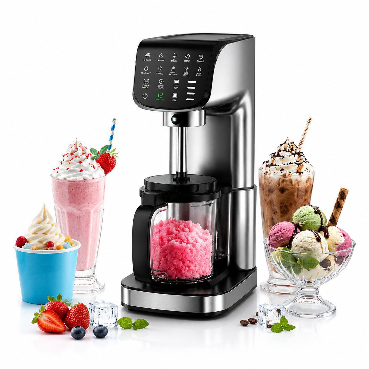 Eismaschine Eismaschine 12-in-1 vollautomatische Edelstahl Hausgemachte Sorbet