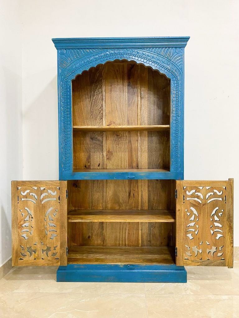 Oriental Galerie Mehrzweckschrank Handarbeit 180 Indien Schrank Blauer cm Laya