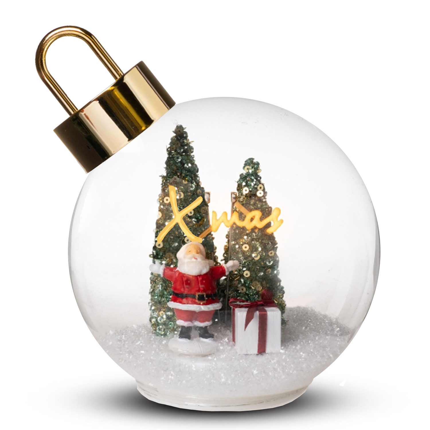 Dragimex LED Dekolicht Glaskugel LED X-Mas Gold Ø 14cm, LED fest integriert, Warmweiß