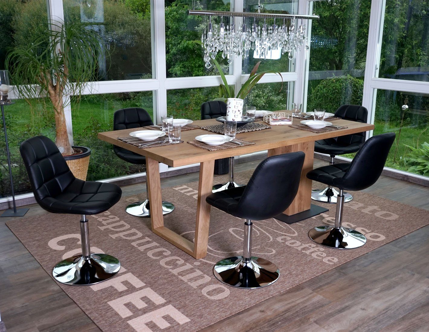 MCW Esszimmerstuhl MCW-A60-6 (Set, 6 St), 6er-Set, Rutschsicher durch Kunststoff-Fußbodenschoner, drehbar 360°
