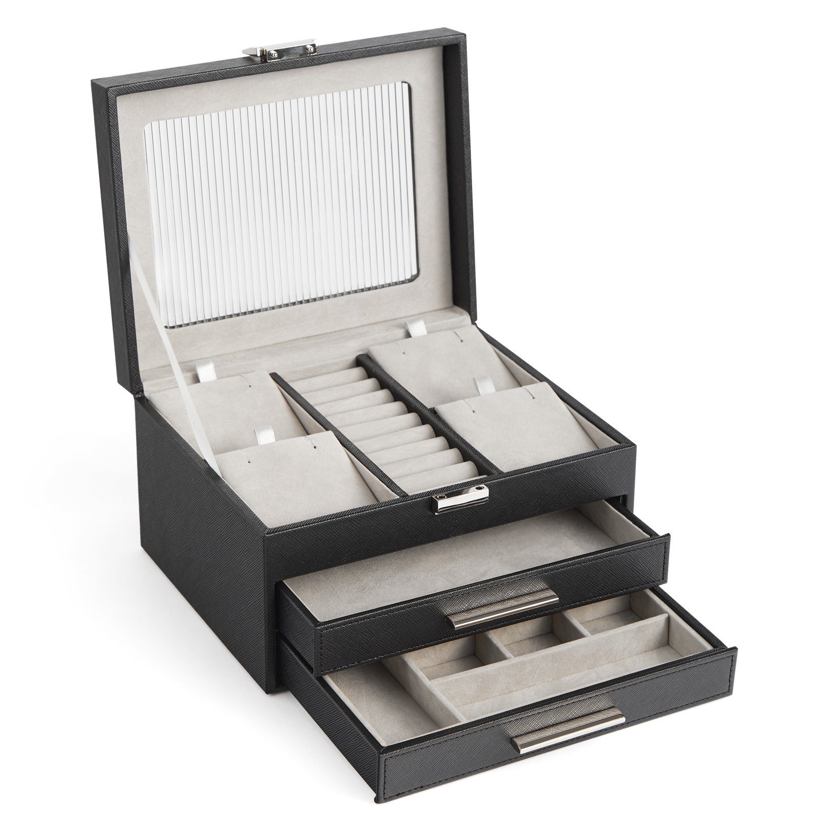 Mondeer Schmuckkasten Schmuckschatulle, 3-Stöckige Schmuckaufbewahrung mit günstig online kaufen