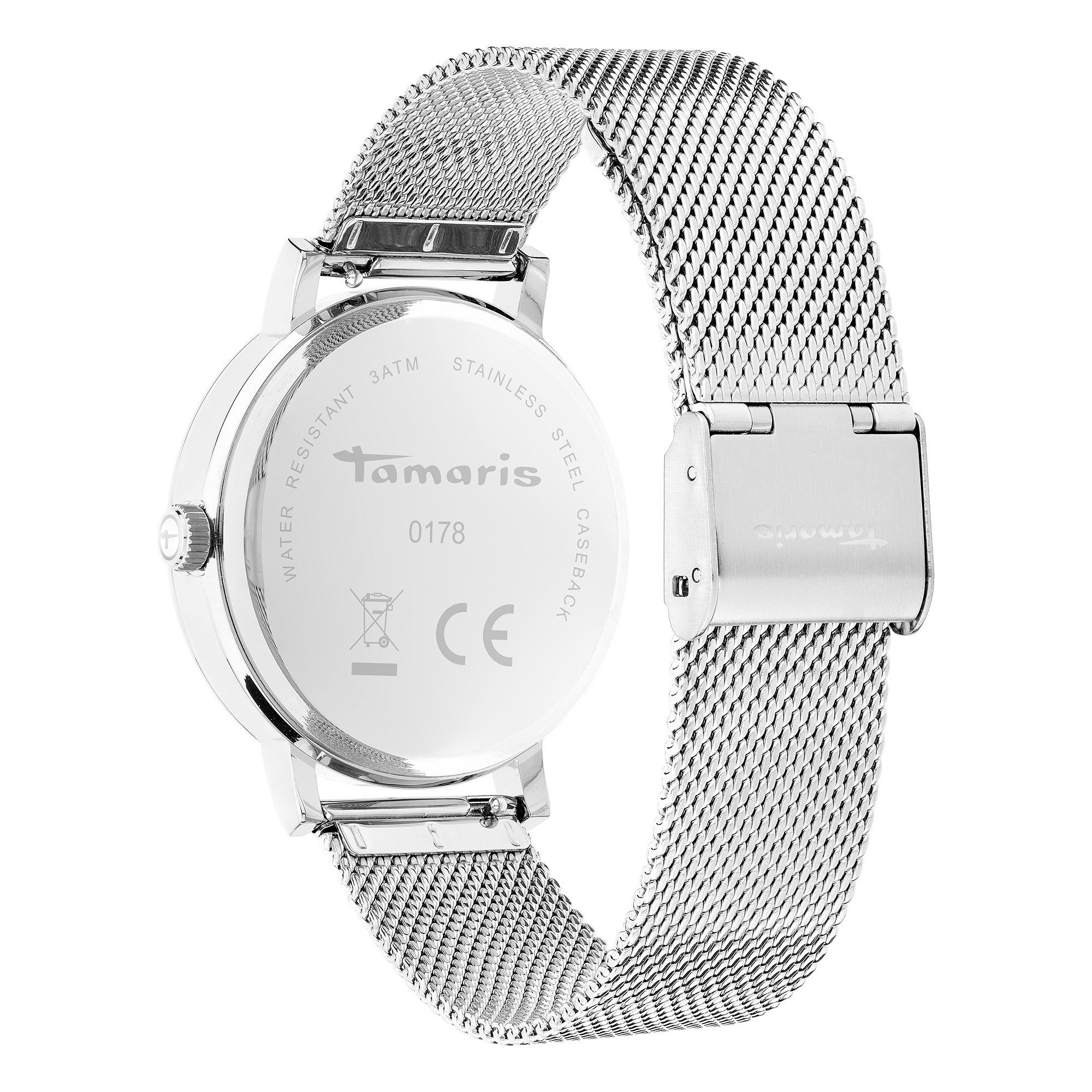 Tamaris Quarzuhr Clover TT-0178-MQ, Armbanduhr, Damenuhr, Edelstahlarmband, analog