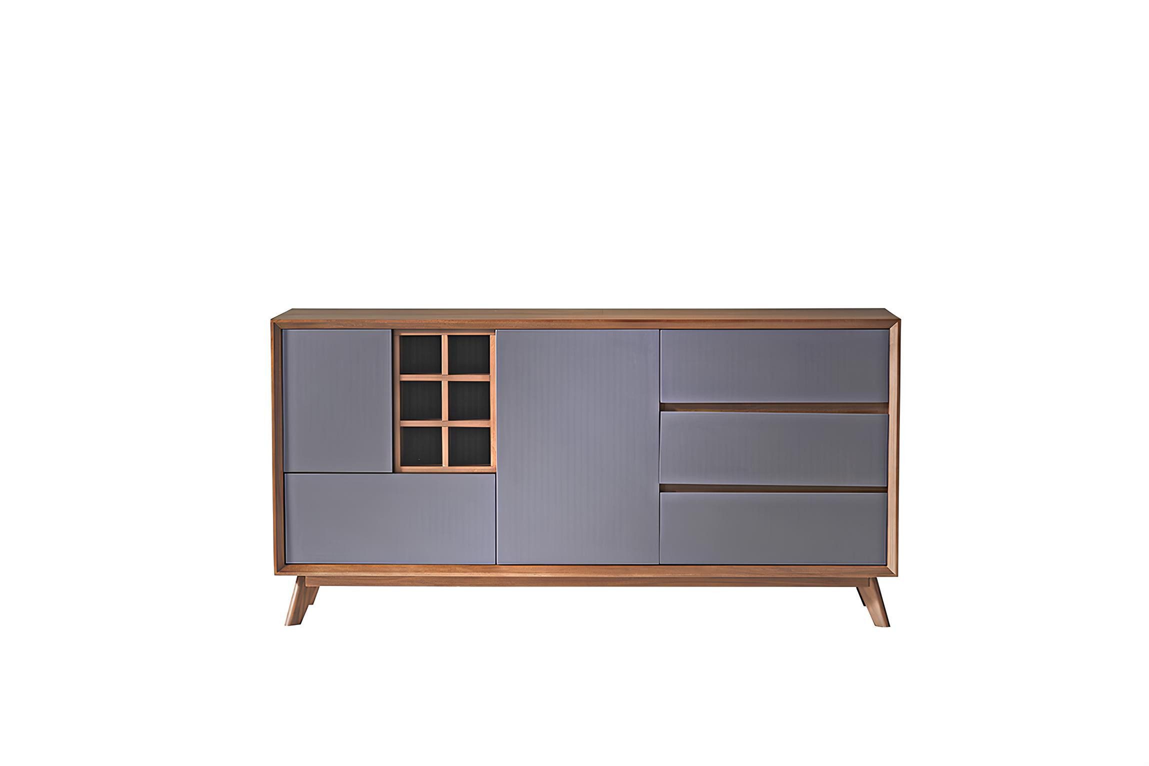 JVmoebel Sideboard Elegante Anrichte in Grau mit Holzfüßen für stilvolle Akzente, Made in Europa