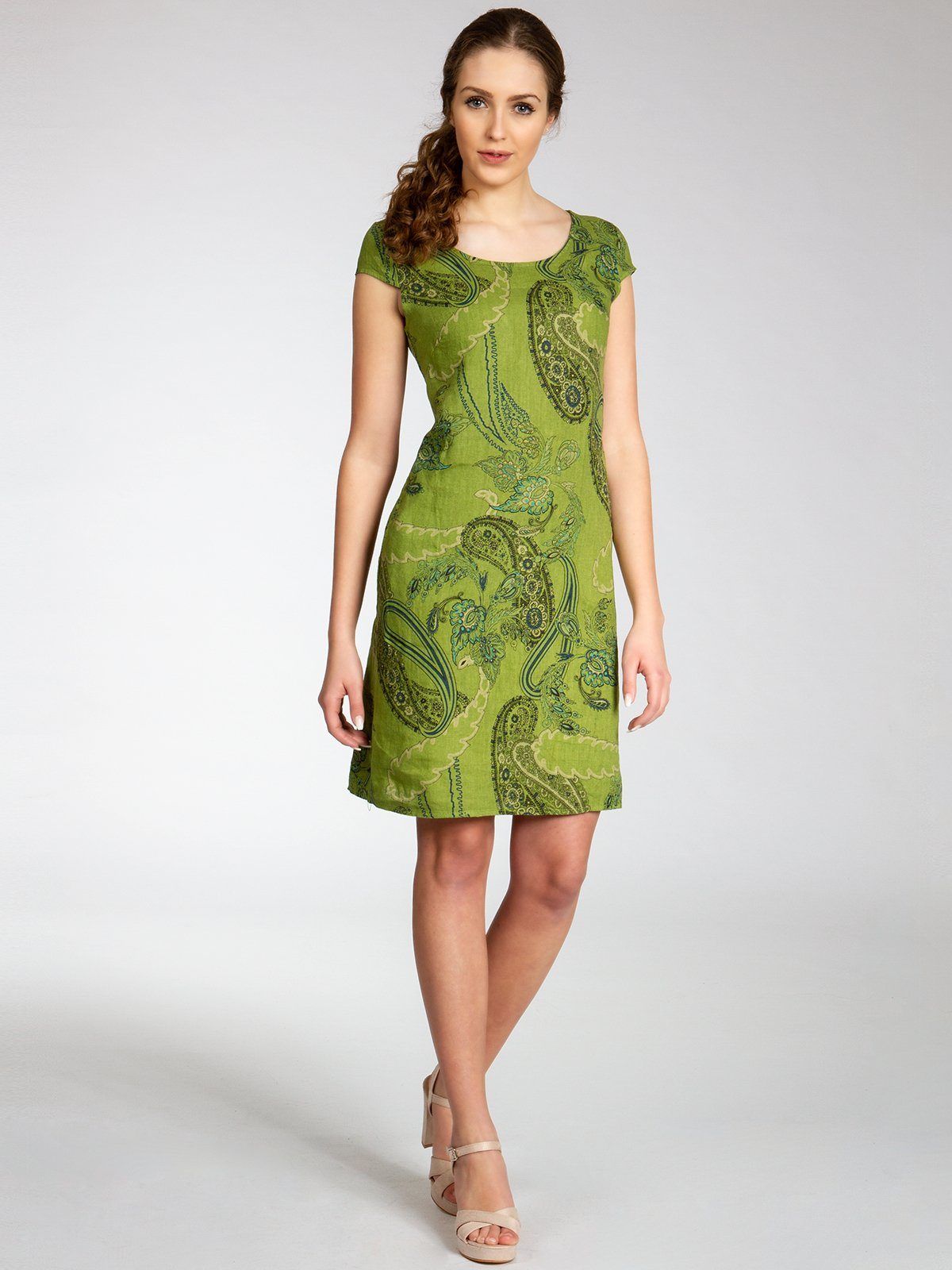 Caspar Sommerkleid SKL022 Damen Sommer Leinenkleid mit Paisley Print bis Gr günstig online kaufen