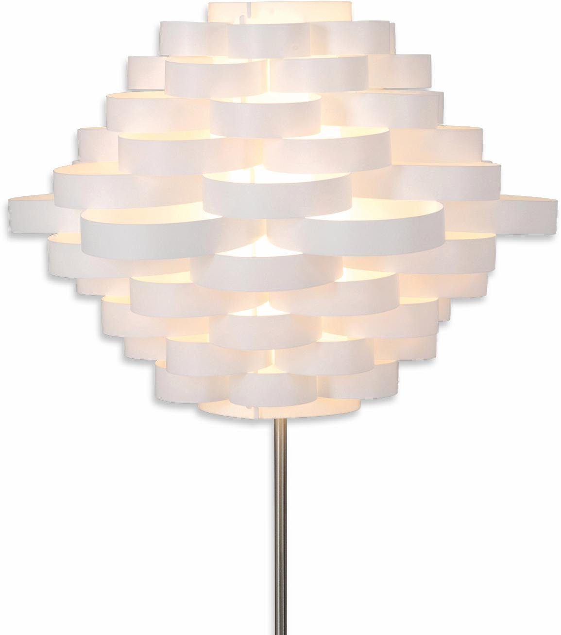 näve Stehlampe White Line, Leuchtmittel, h: max. 55cm weiß/nickel, 150cm, E27 d: Kunststoff/Metall, ohne 40W