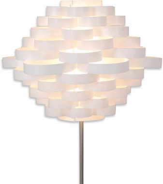 näve Stehlampe White Line, ohne Leuchtmittel, E27 max. 40W, weiß/nickel, Kunststoff/Metall, h: 150cm, d: 55cm