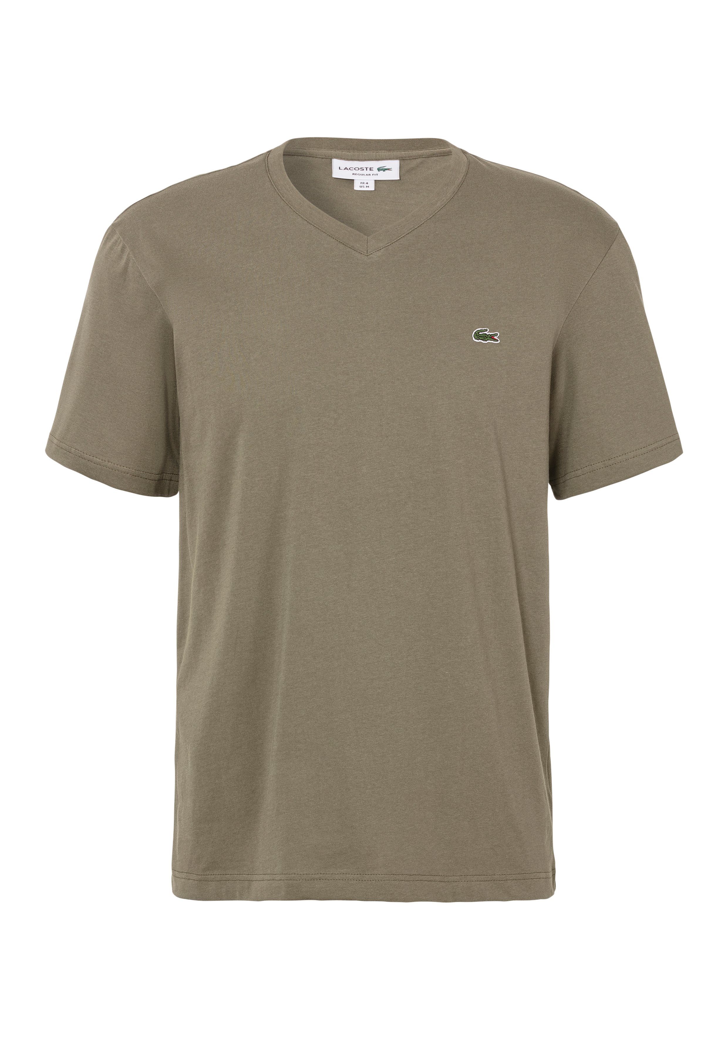 Lacoste T-Shirt (1-tlg) mit Lacoste-Krokodil auf olive der Brust
