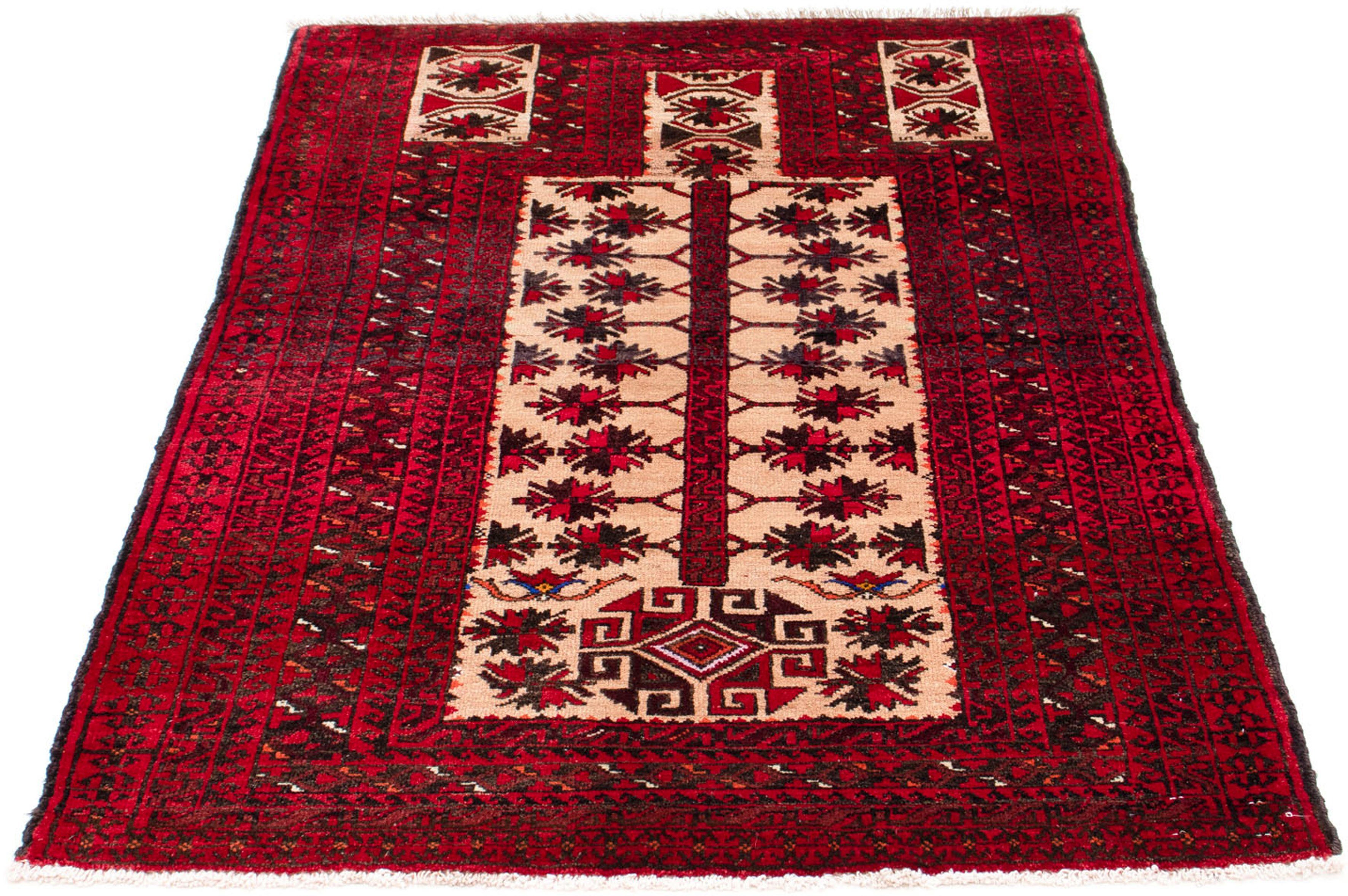 Orientteppich Belutsch - 136 x 91 cm - dunkelrot, morgenland, rechteckig, Höhe: 8 mm, Wohnzimmer, Handgeknüpft, Einzelstück mit Zertifikat