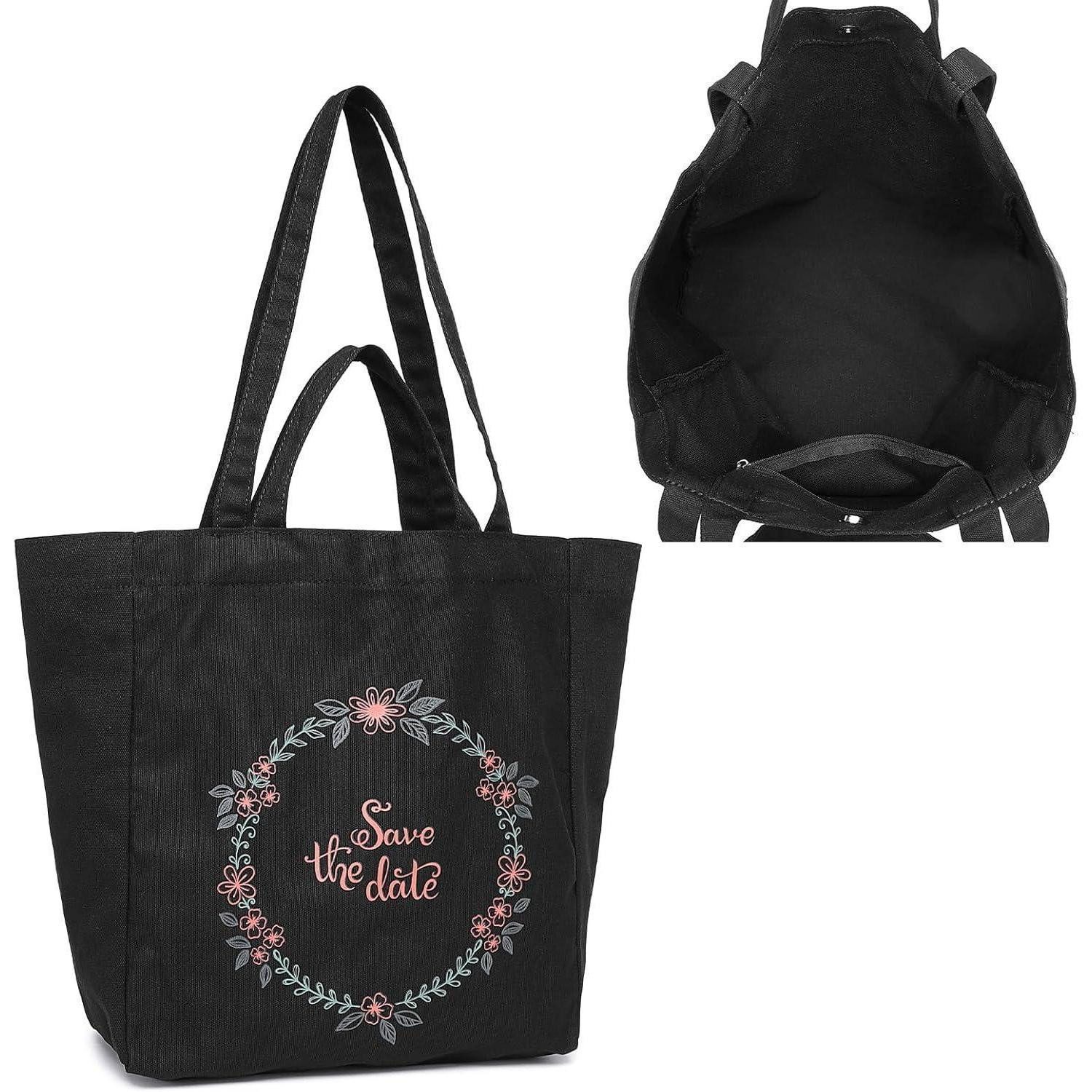 LuxusKollektion Shopper Shopper Damen Tote Bag Kapazität Shopping Schule 1-3 Schwarz