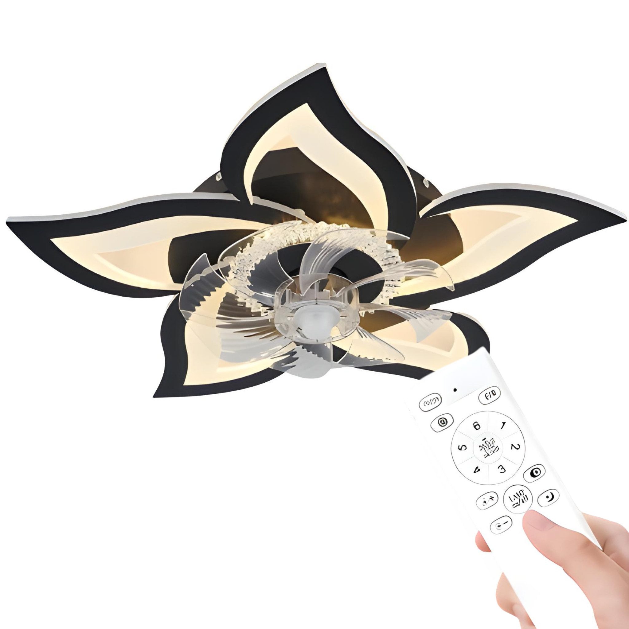 HS.SUPPLY Deckenventilator Deckenventilator mit LED-Beleuchtung und Fernbed günstig online kaufen