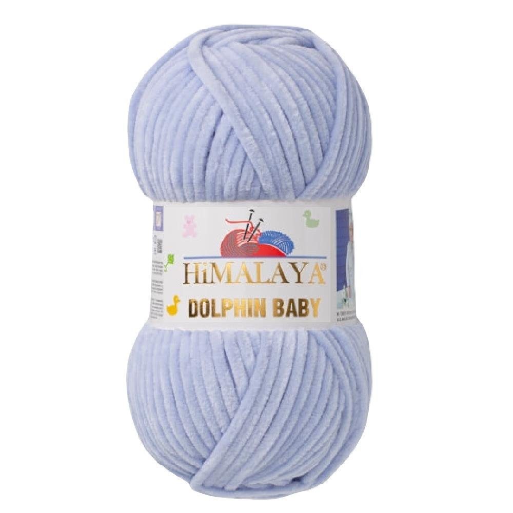 Himalaya Strickfein Himalaya Dolphin Baby Bulky Chenille Garn 80344 - graublau Häkelwolle, 120 m (Einzel-Pack, 1-St., Wolle), Superbauschiges Chenille Garn