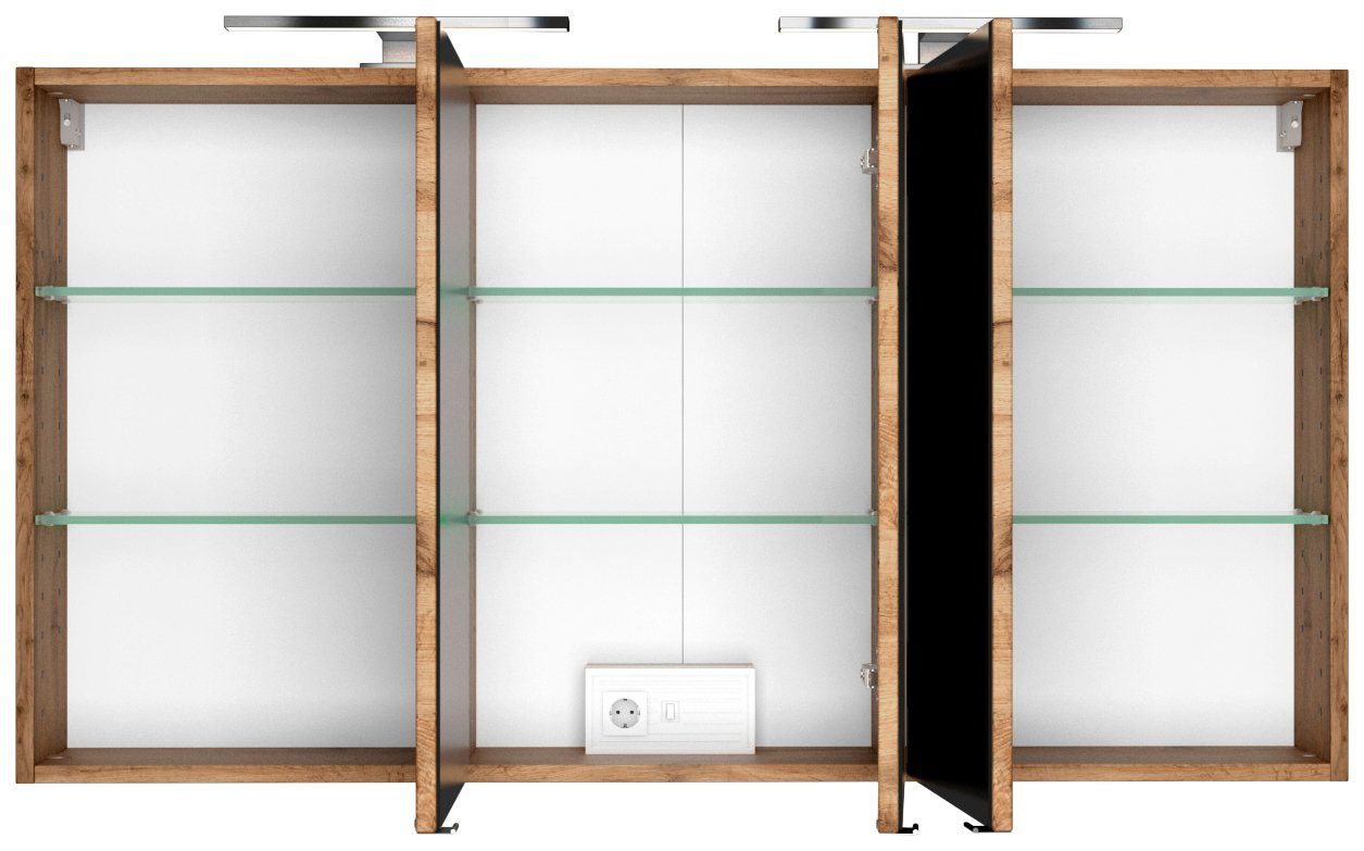welltime Spiegelschrank Baabe 120 cm breit, inkl. Beleuchtung, Schalter und Steckdose – Bild 2 von 2