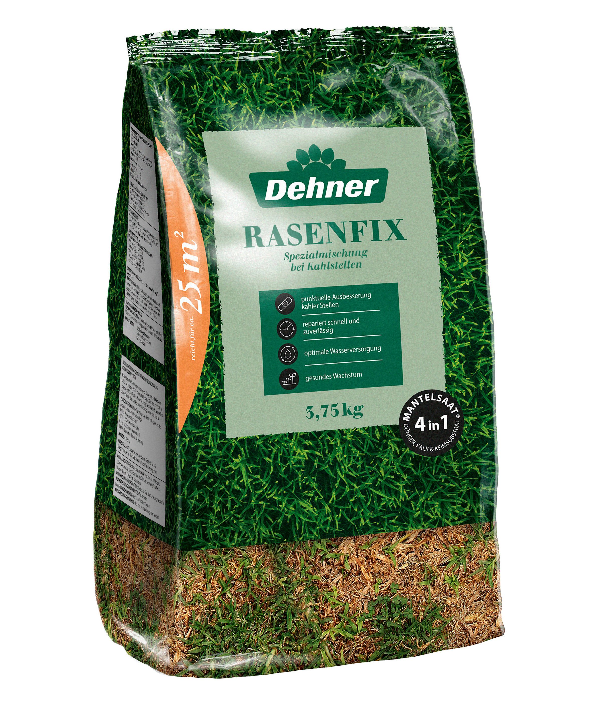 Dehner Rasensamen Rasenfix Saatgut, Quick-Start-Mantelsaat, für schnelles Wachstum, Quick-Start-Mantelsaat, für optimale Keimung, für schnelles Wachstum