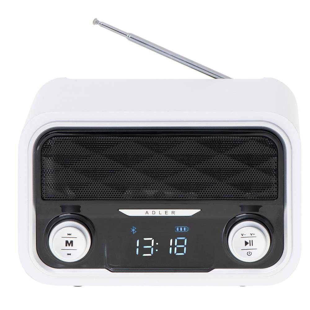 Adler AD 1185 Küchen-Radio (Bluetooth, UKW, USB, MP3, Akku, Modernes Radio, FM-Radio, AUX, weiß)