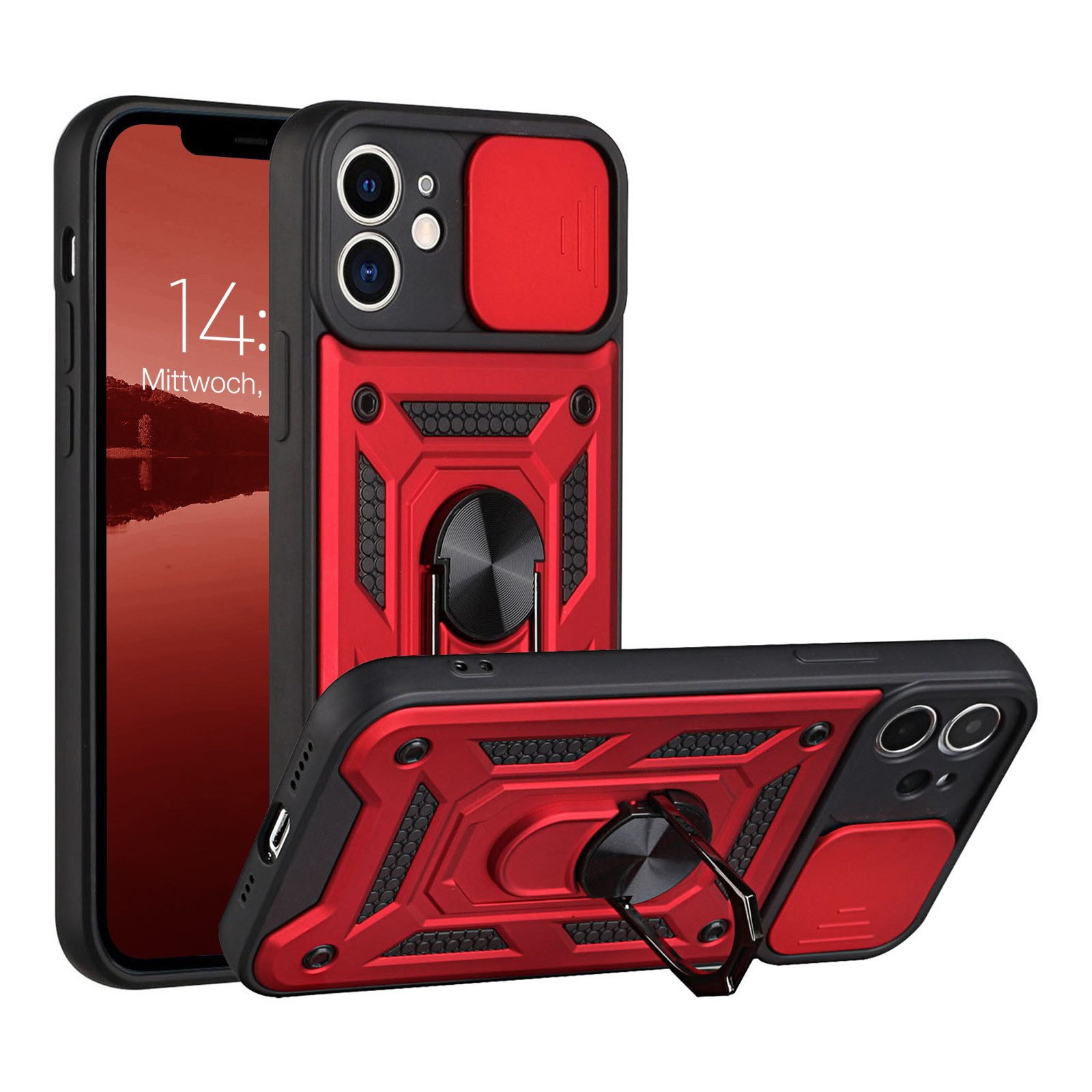 Tec-Expert Handyhülle Outdoor Cover Hülle für Apple iPhone 12 6.1 Zoll, 6.1", Premium Hülle mit Kameraschutz aus verstärktem Polycarbonat
