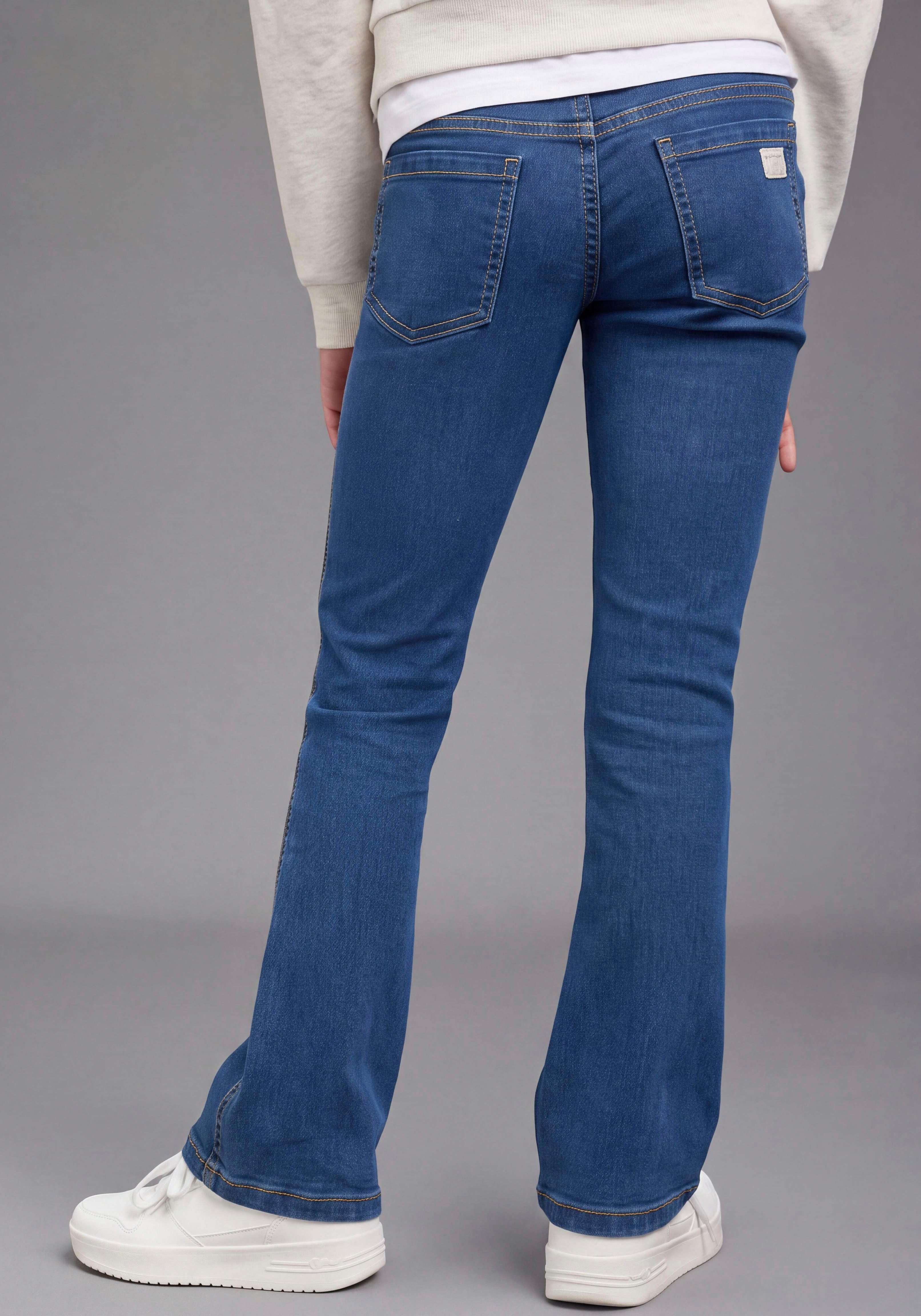 H.I.S Jeansjeggings H.I.S Stretch-Jeans mit leicht ausgestelltem Bein Jeansjeggings mit aufgesetzten Taschen vorn, eng anliegende Passform – Bild 2 von 5