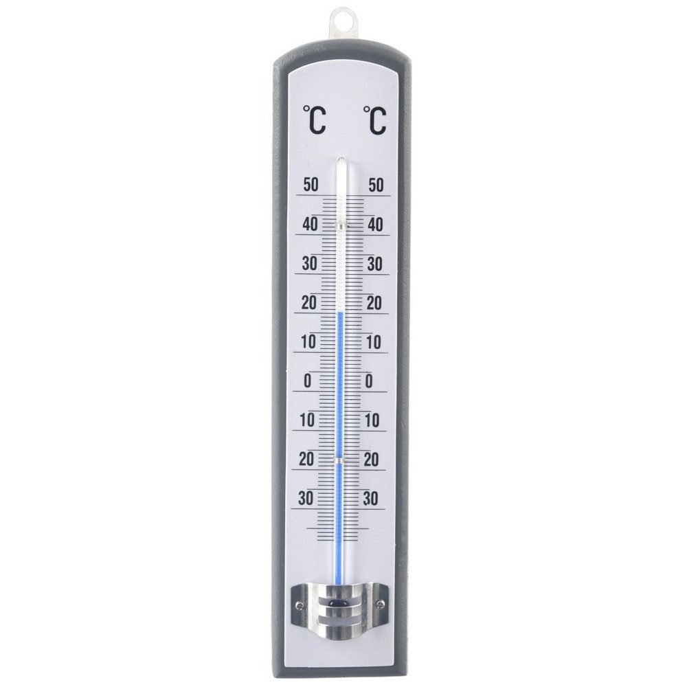 Orion Group Gartenthermometer Thermometer Aussen 21 cm Holz analog grau mit C-Skala, 1-tlg., Celsius-Skala, -38 bis 50°C