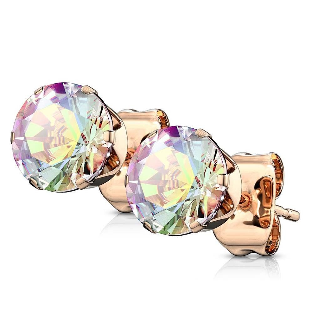 Ohrring-Set Ohrstecker Kristall AB rund 6mm rosegold aus Edelstahl Damen